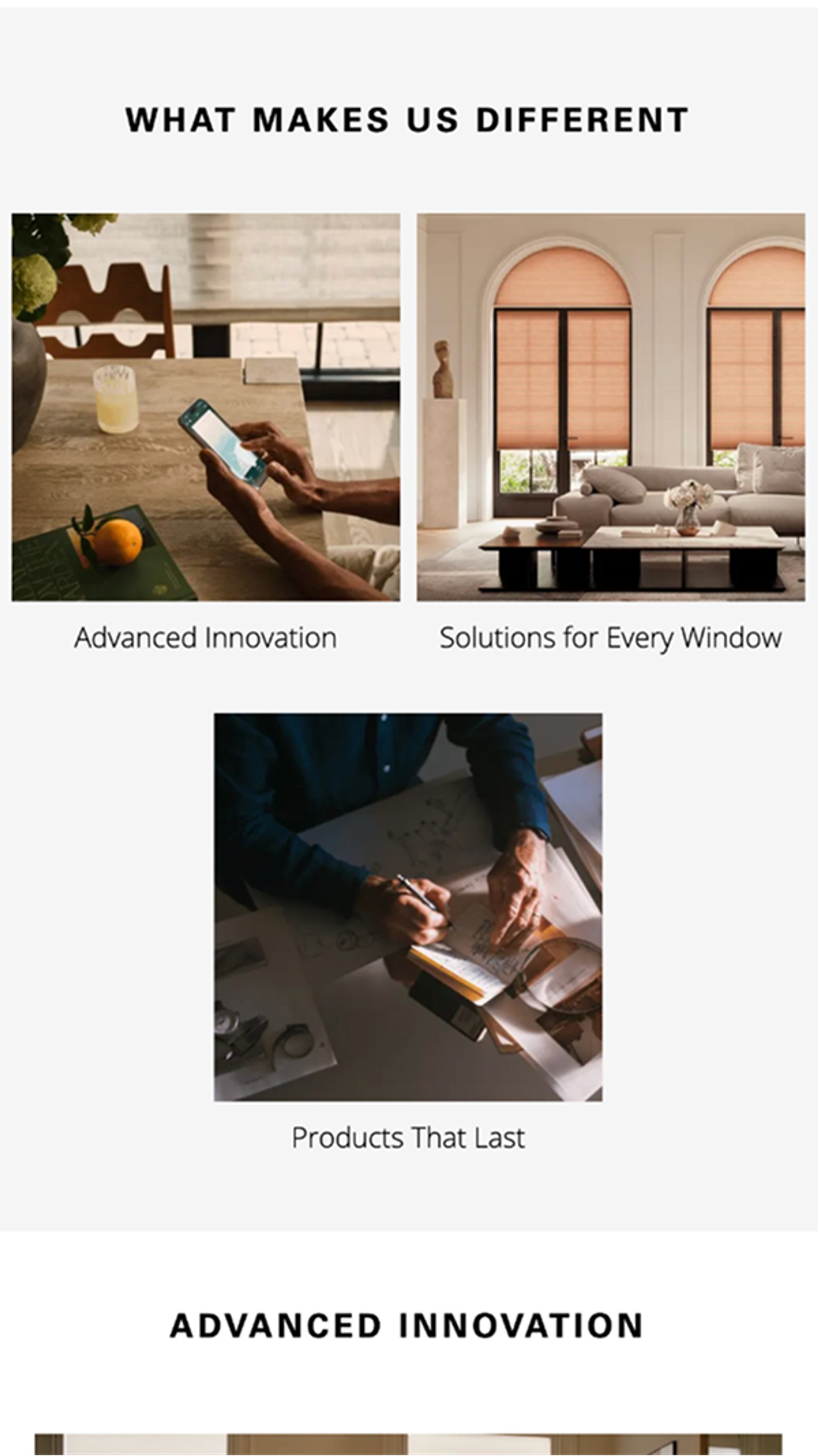 What makes Hunter Douglas different info page