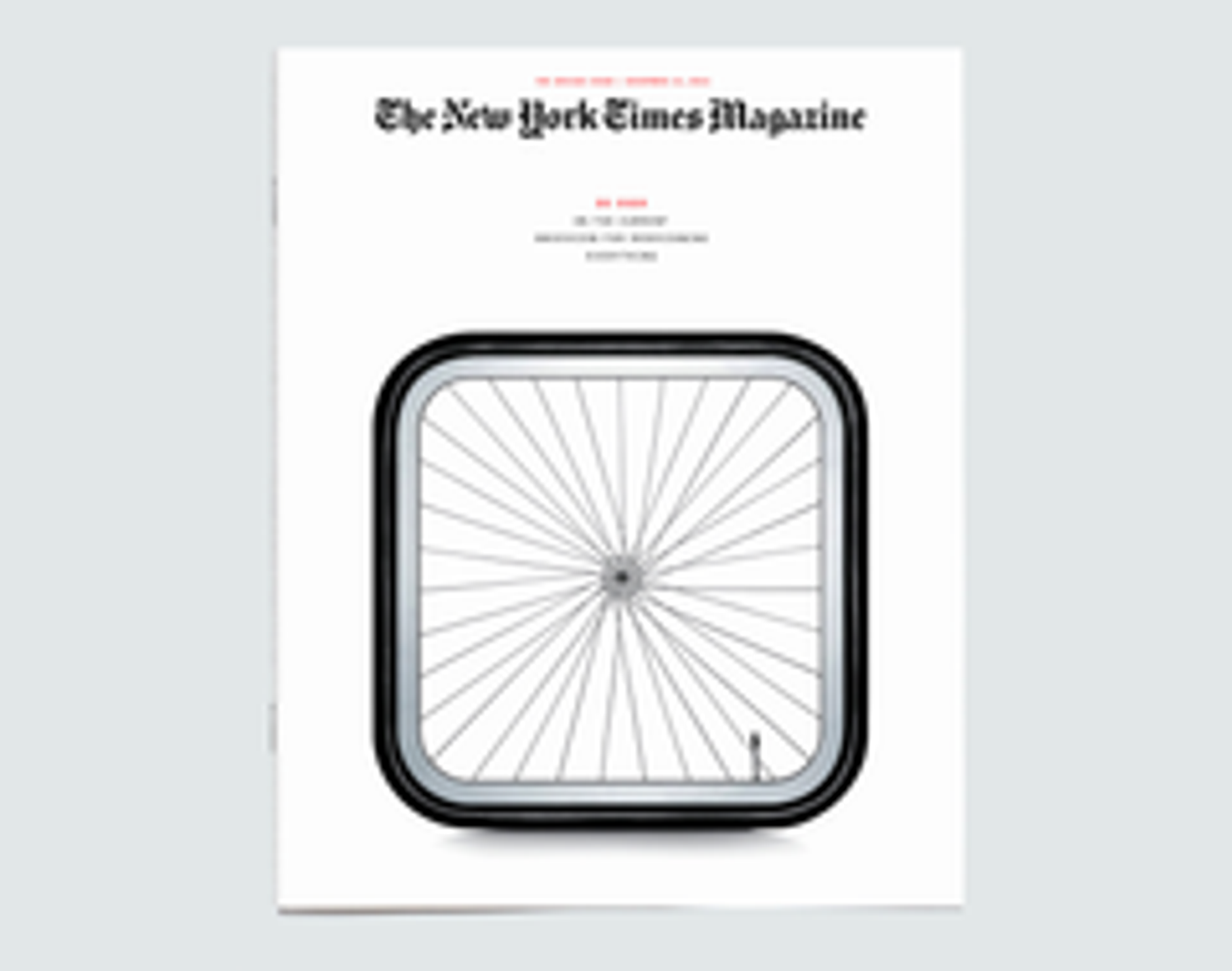 New York Times Magazine cover showing a square bike wheel