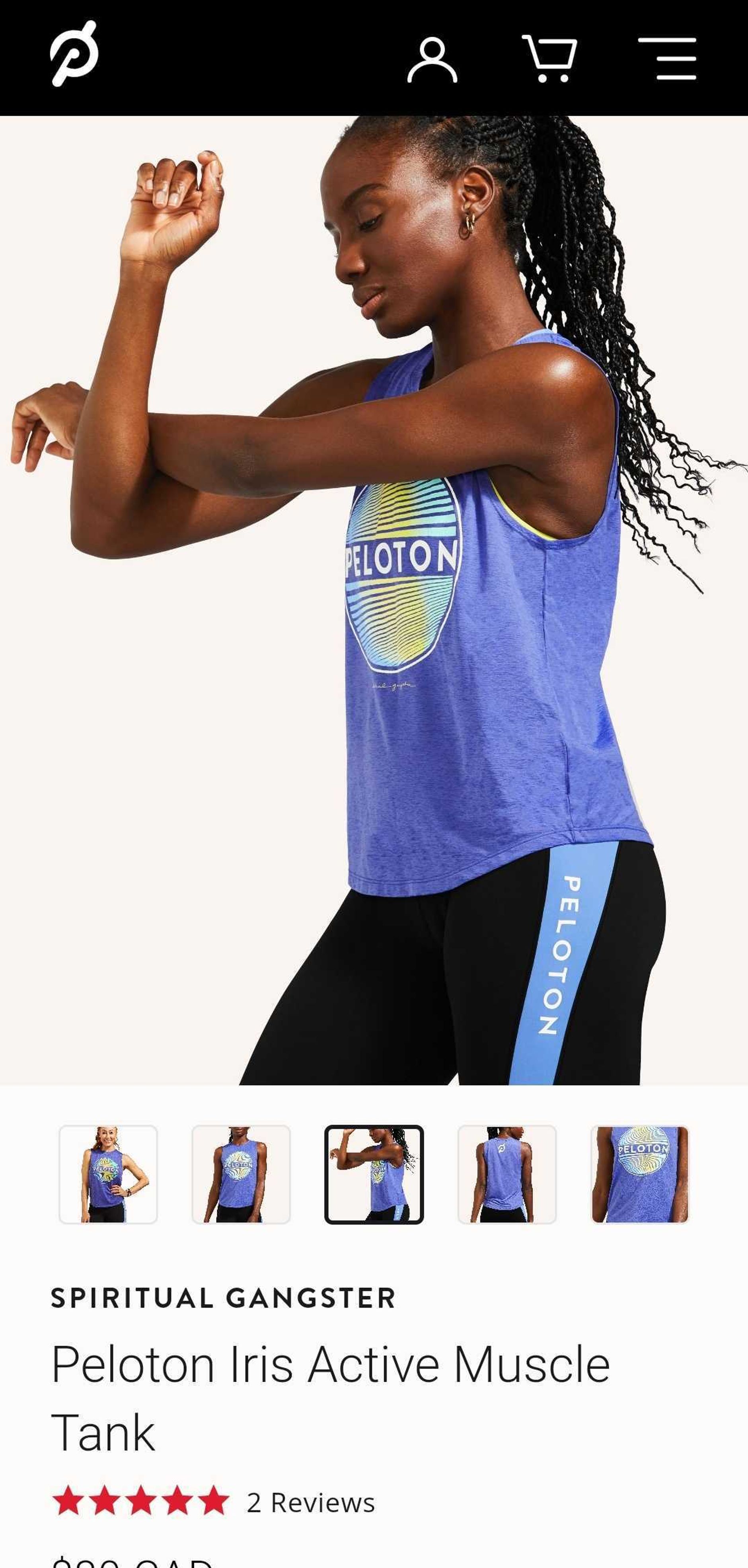 Mobile screenshot of Peloton Apparel's PDP