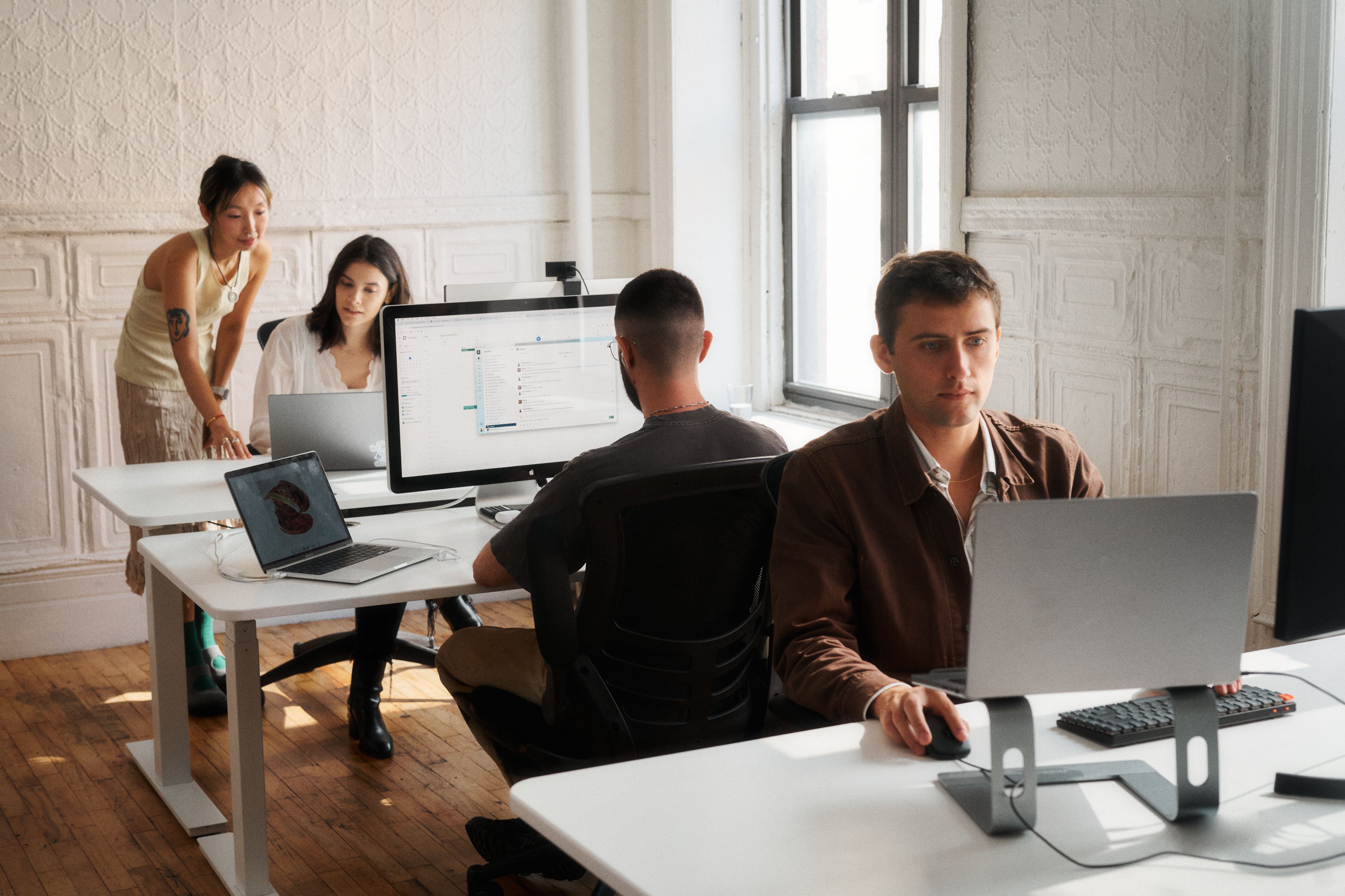 people working into an office