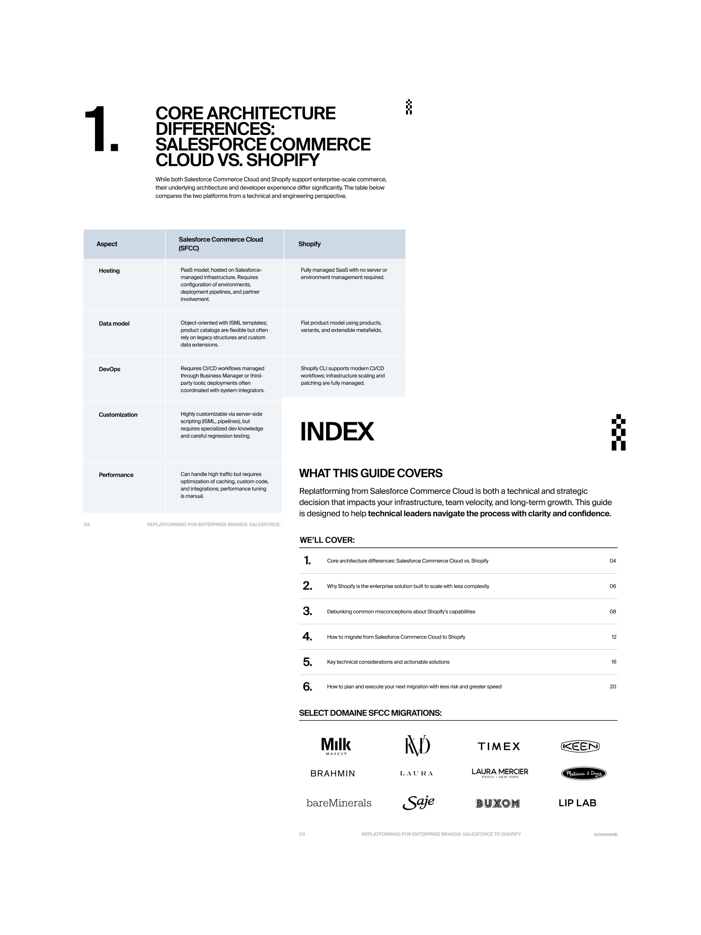 Screenshots of chapters from SFCC Migration Whitepaper
