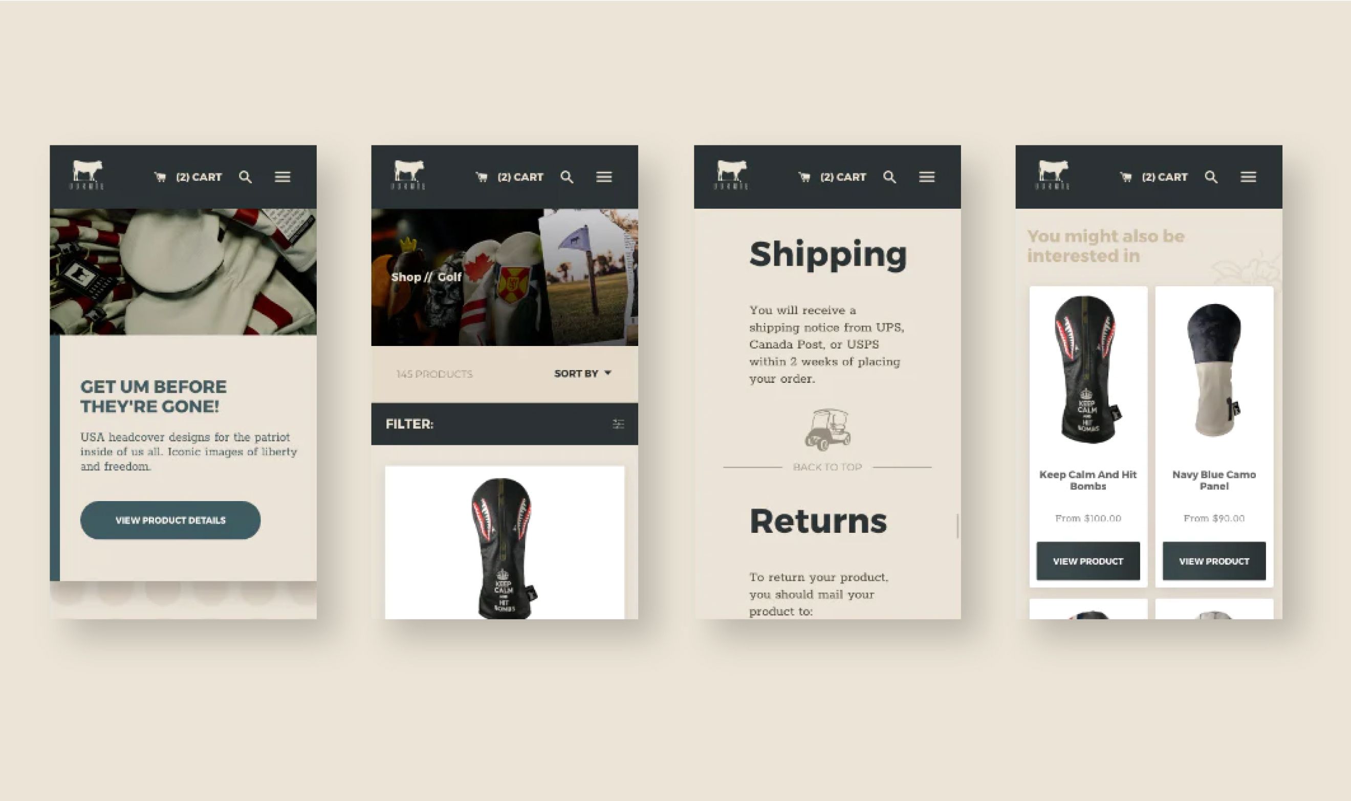 Mobile screenshots of various Dormie pages