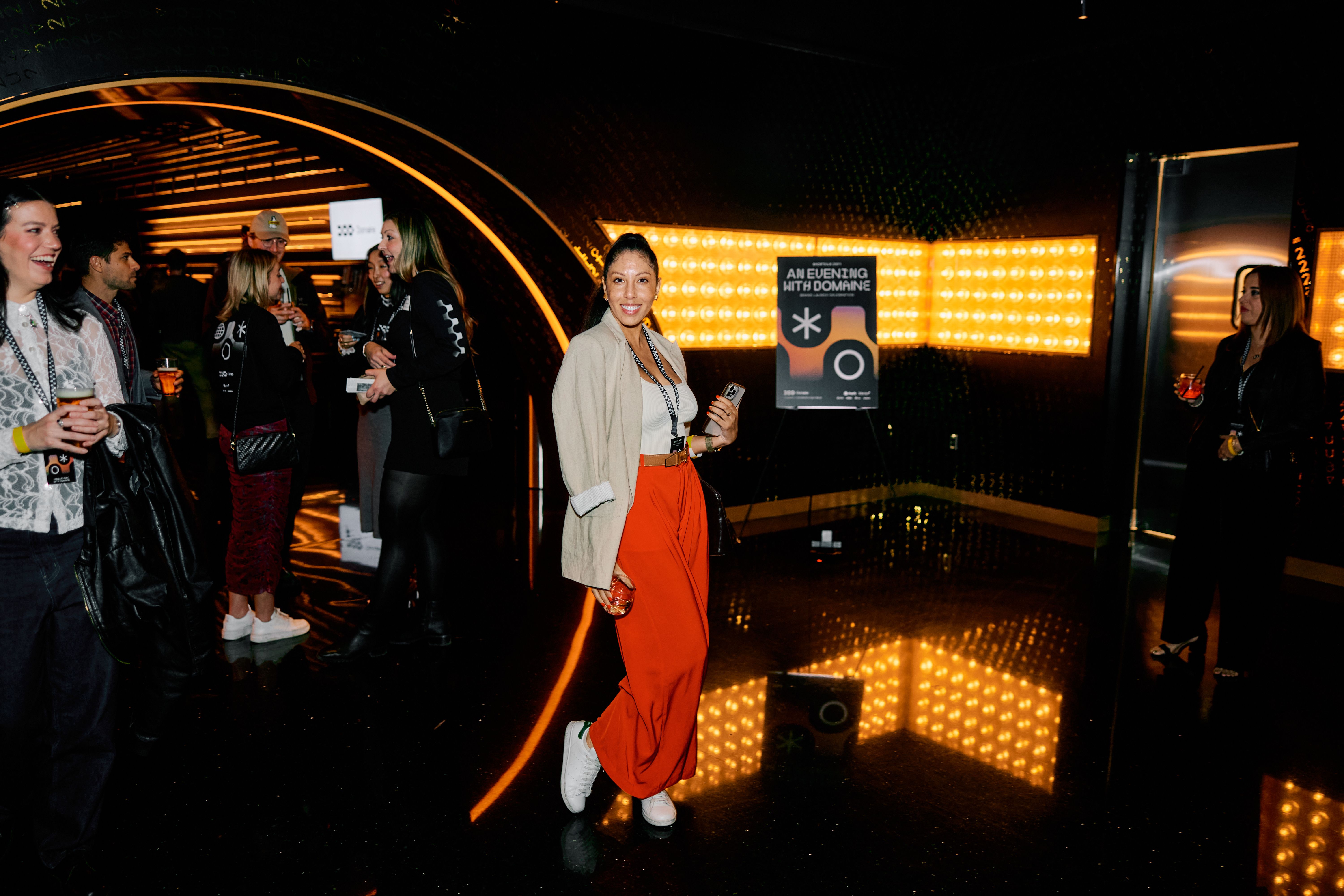 Guests enjoying the event in the Theory Lounge of the Las Vegas Sphere