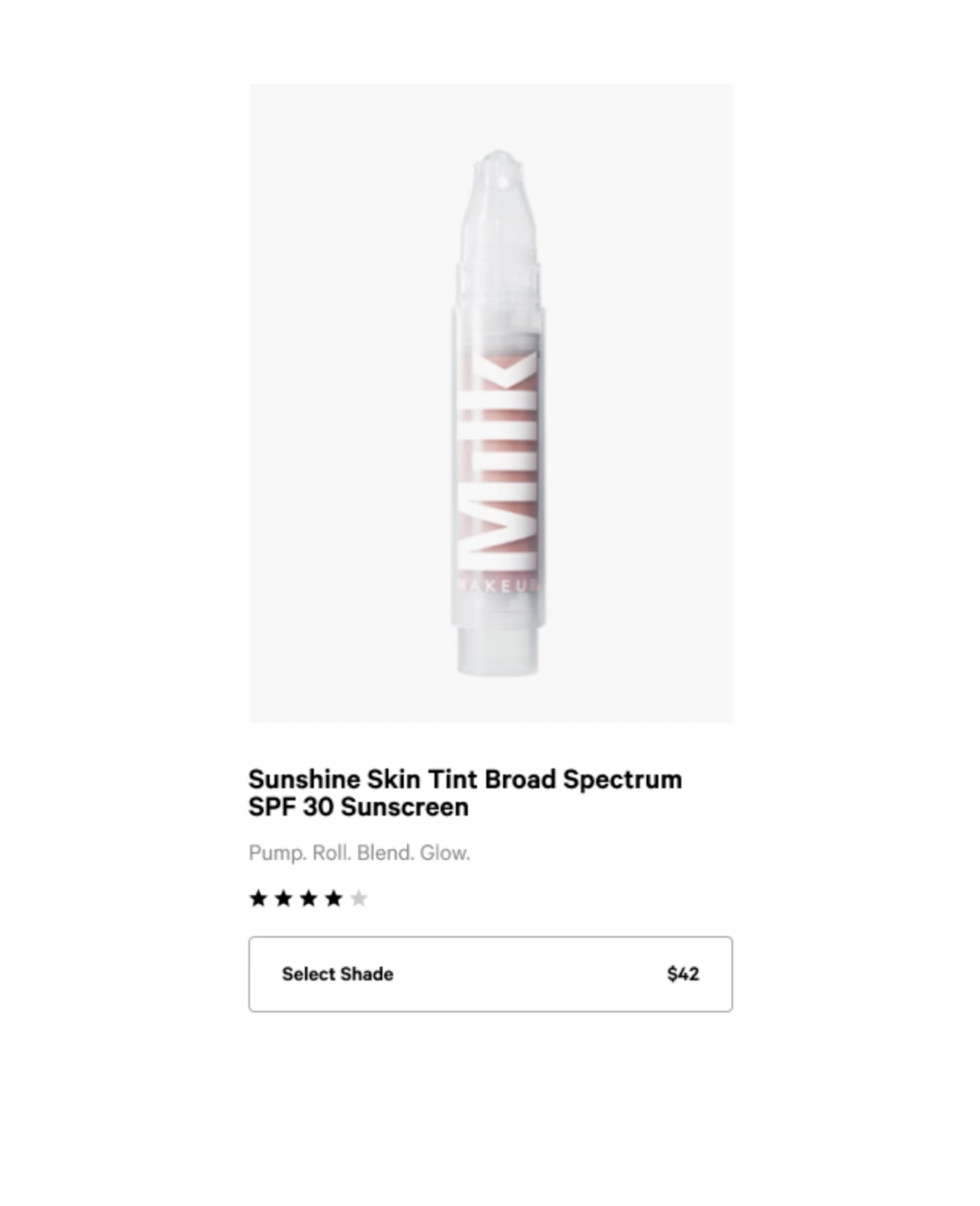 Mobile screen capture of the Quick Buy feature