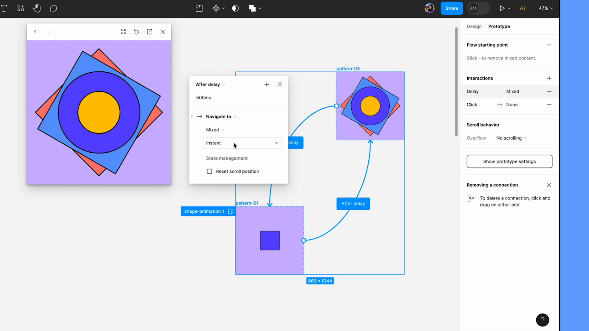 Screenshot of Figma's prototyping features