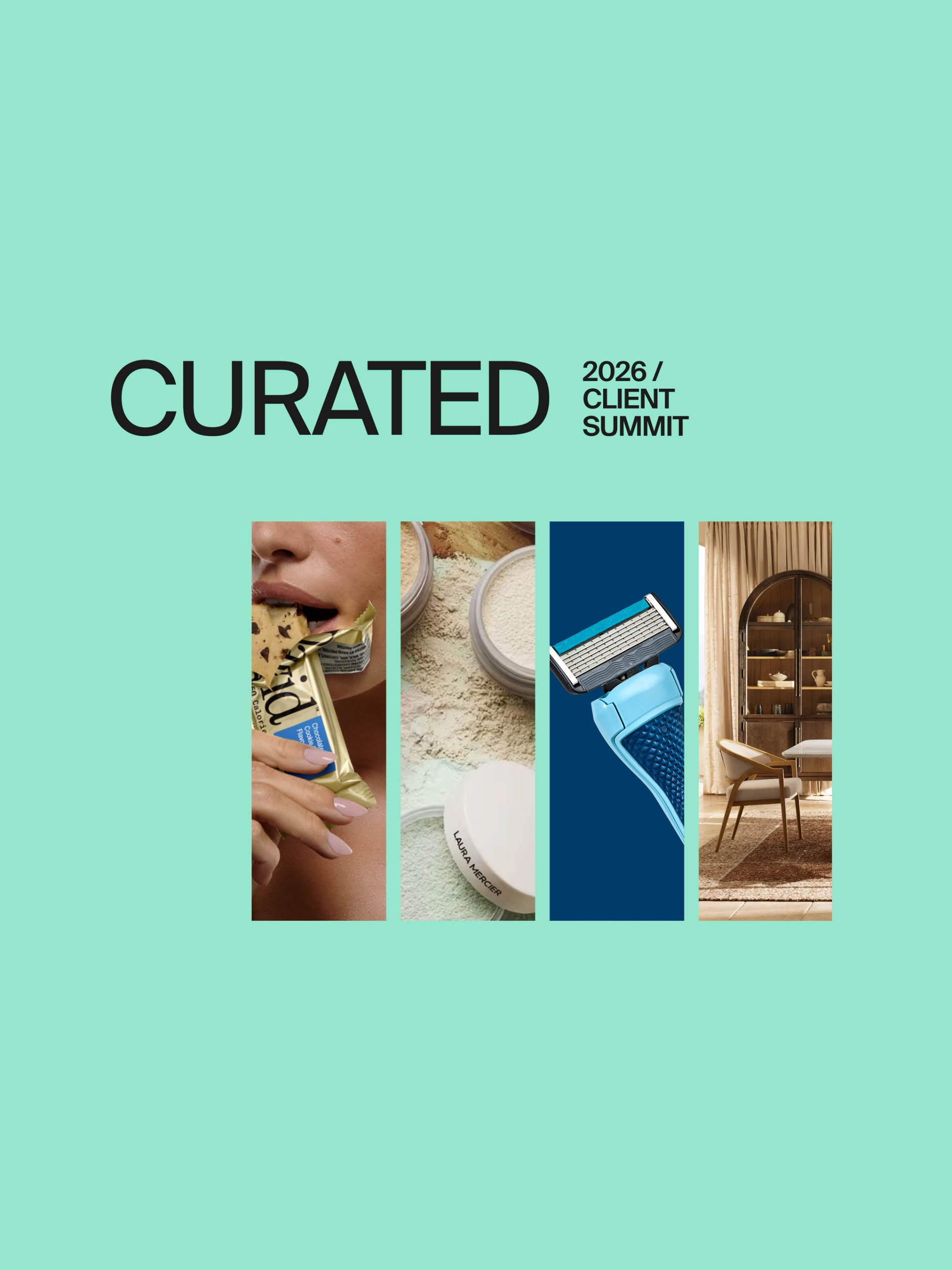 Curated event logo and date