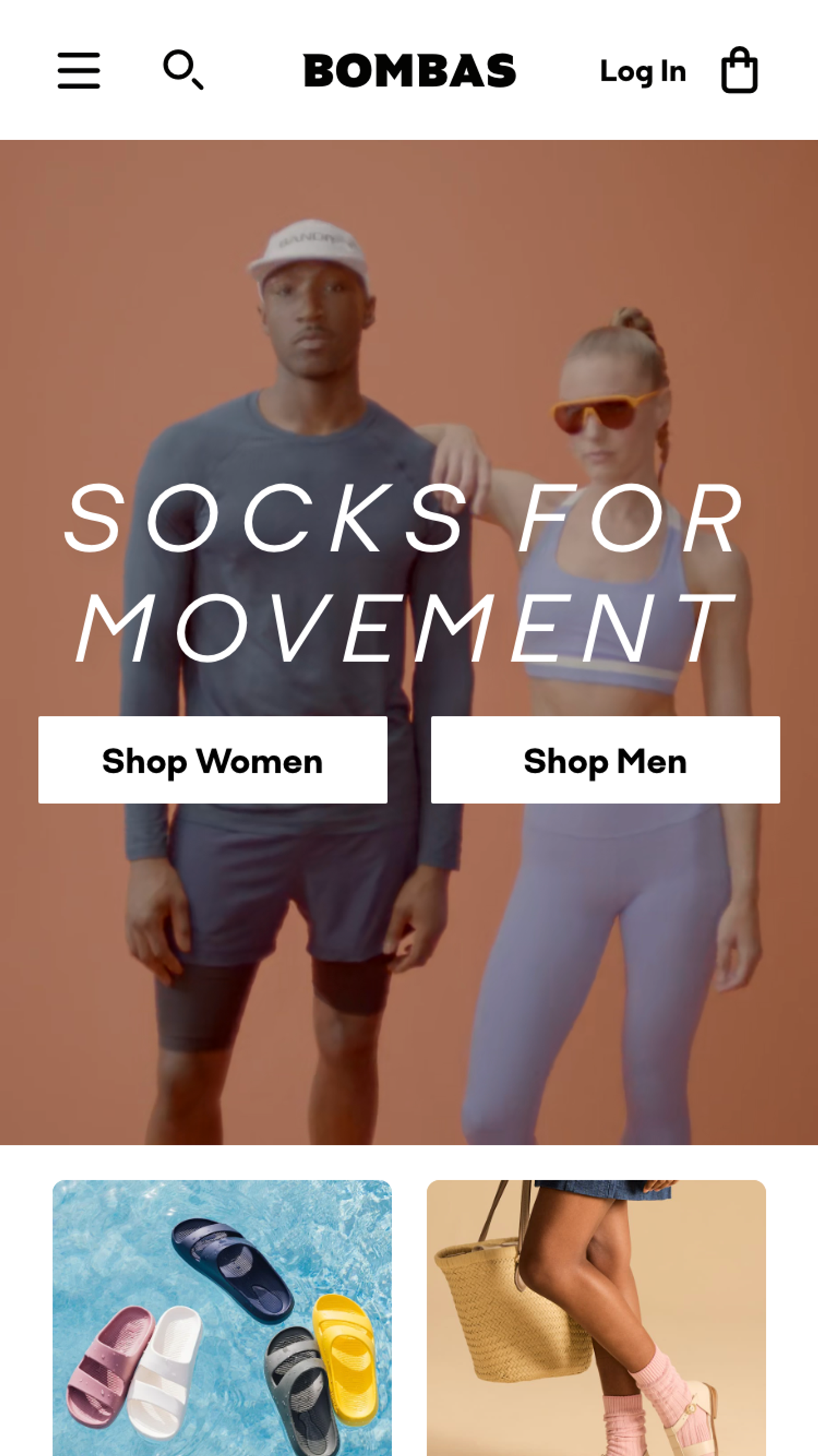 Mobile screenshot of Bombas homepage