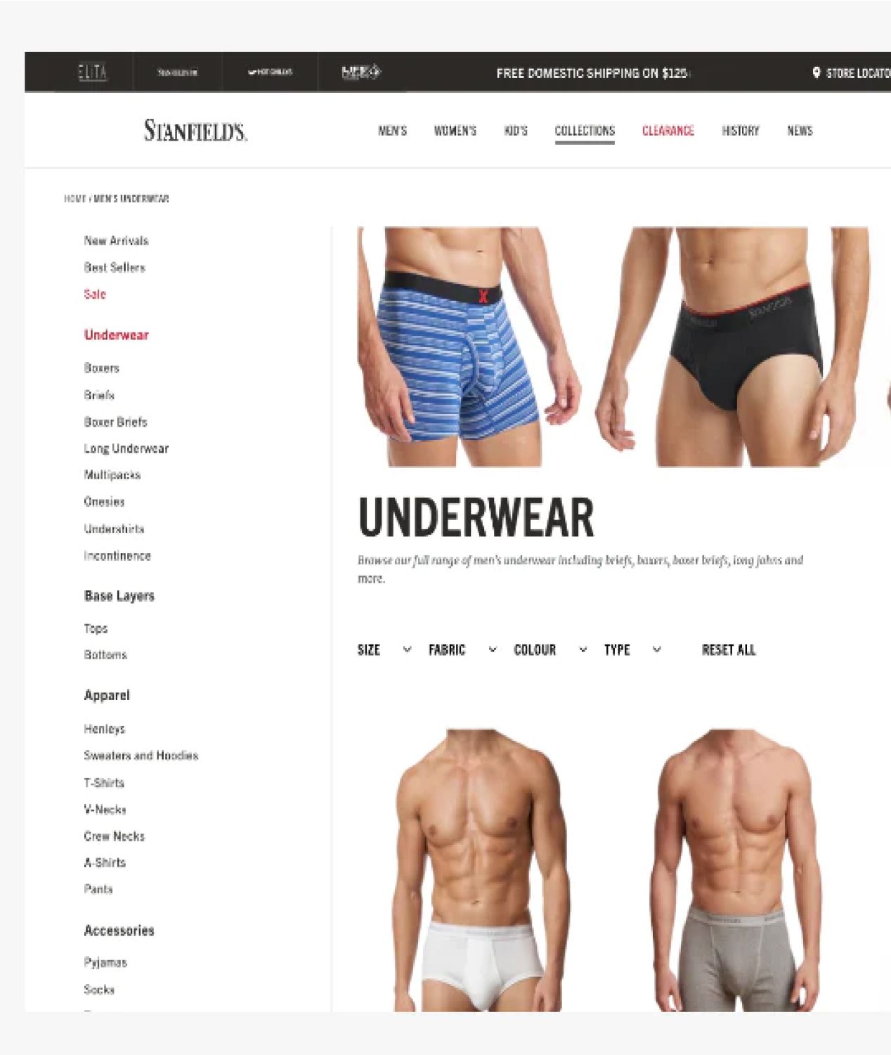 Desktop screenshot of Stanfield's Underwear PLP