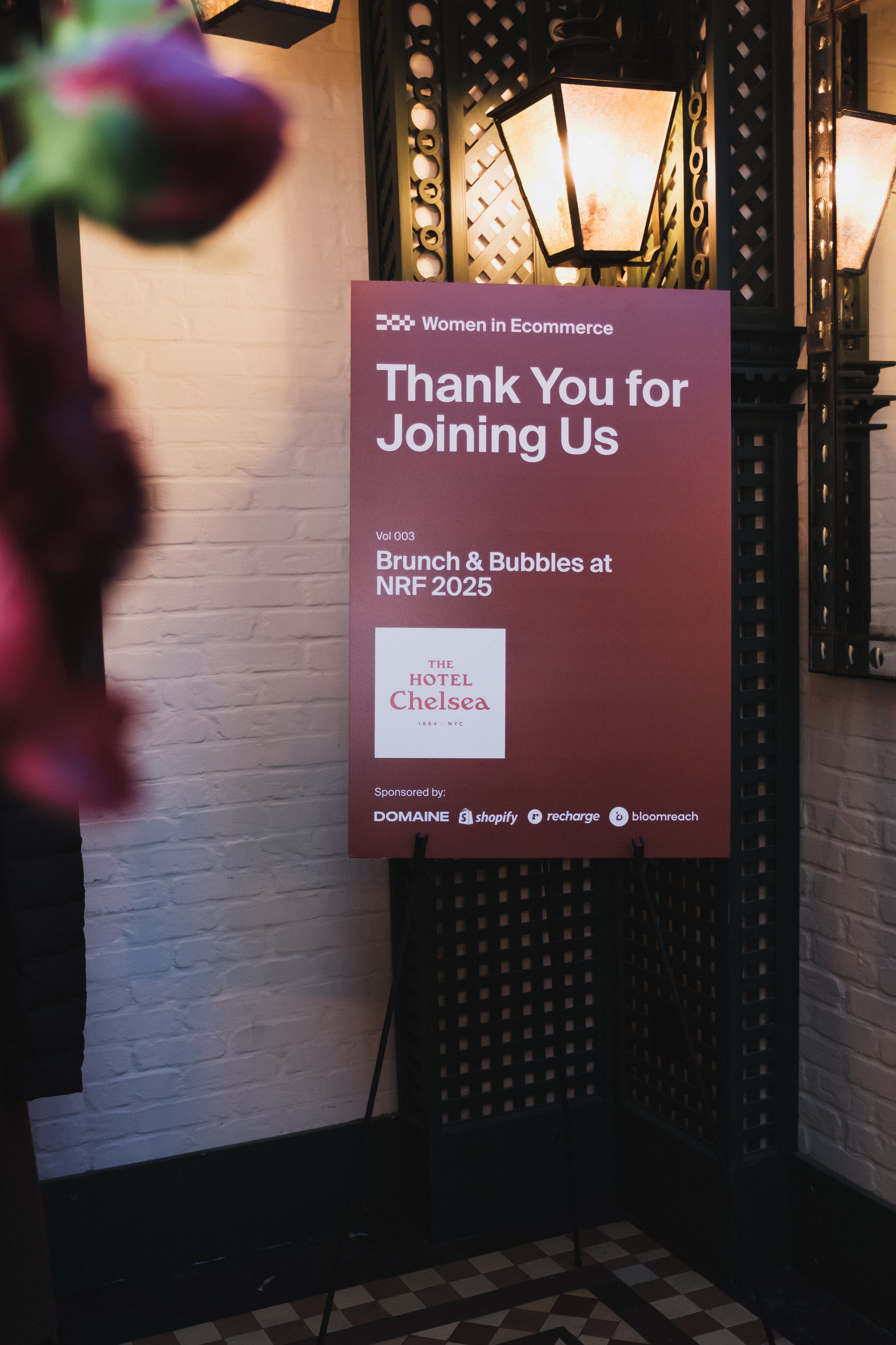 Sign at the Women in Ecommerce brunch