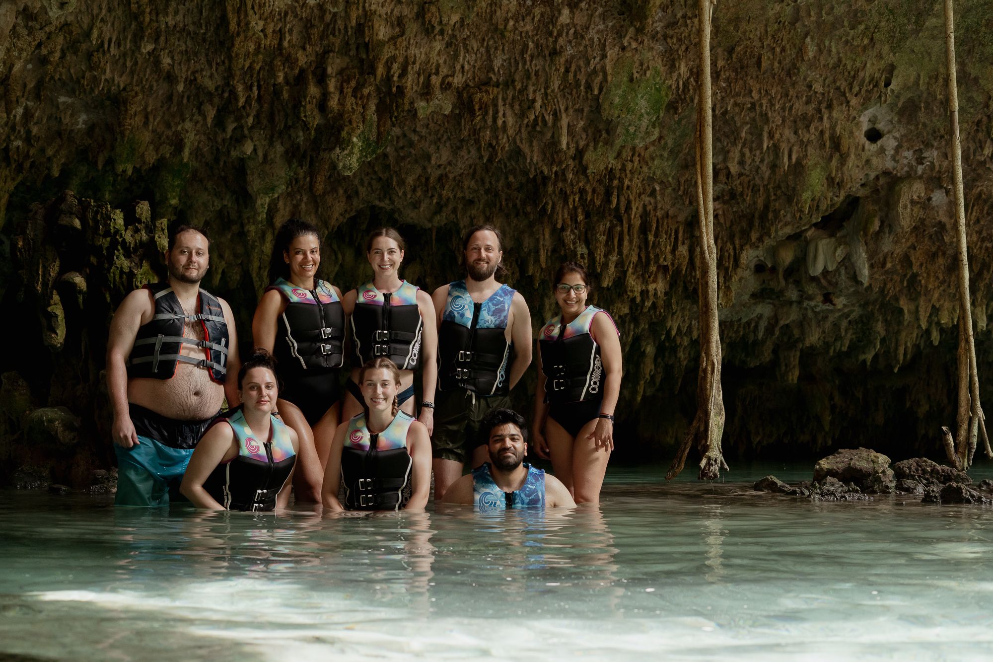Domaine team members in the Sac Actun cenote