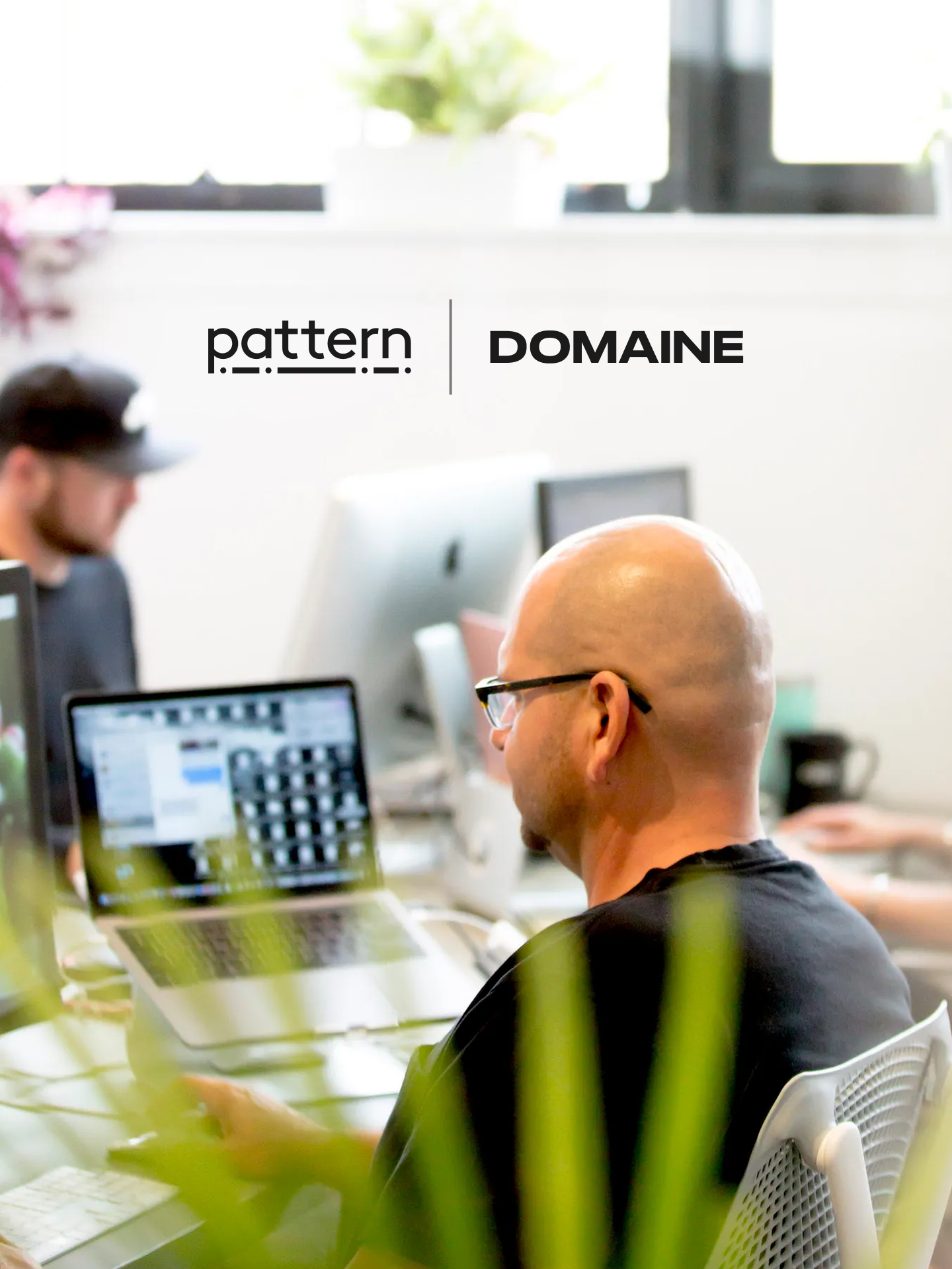 Isaac and Mike from Pattern, with the Pattern Part of Domaine logo overlaid
