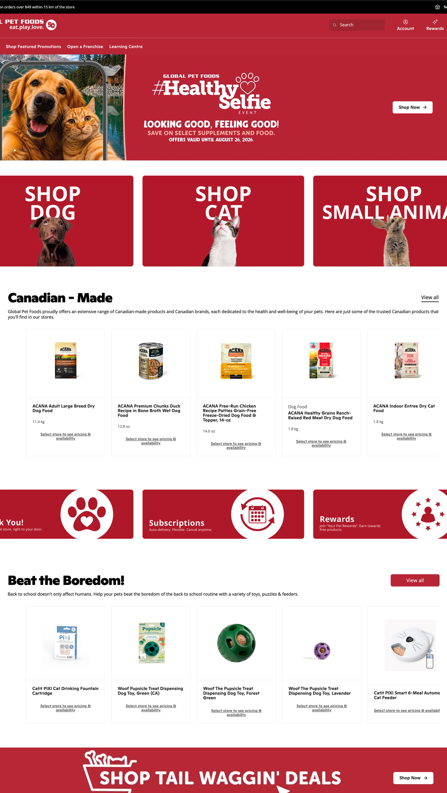 Mobile homepage Global Pet Foods