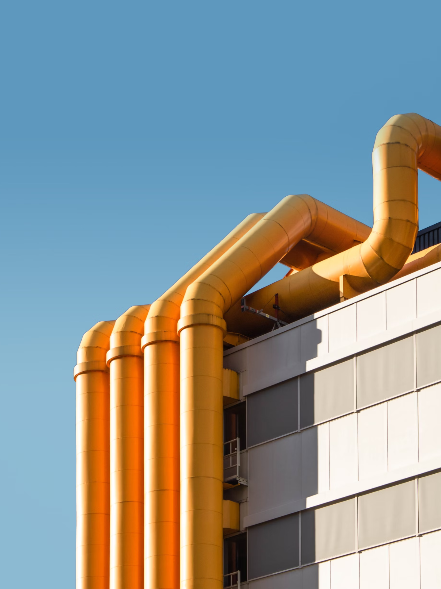 Editorial image of pipes on a building