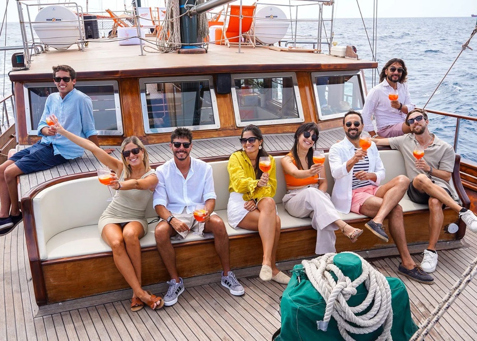 People enjoying drinks on a boat 