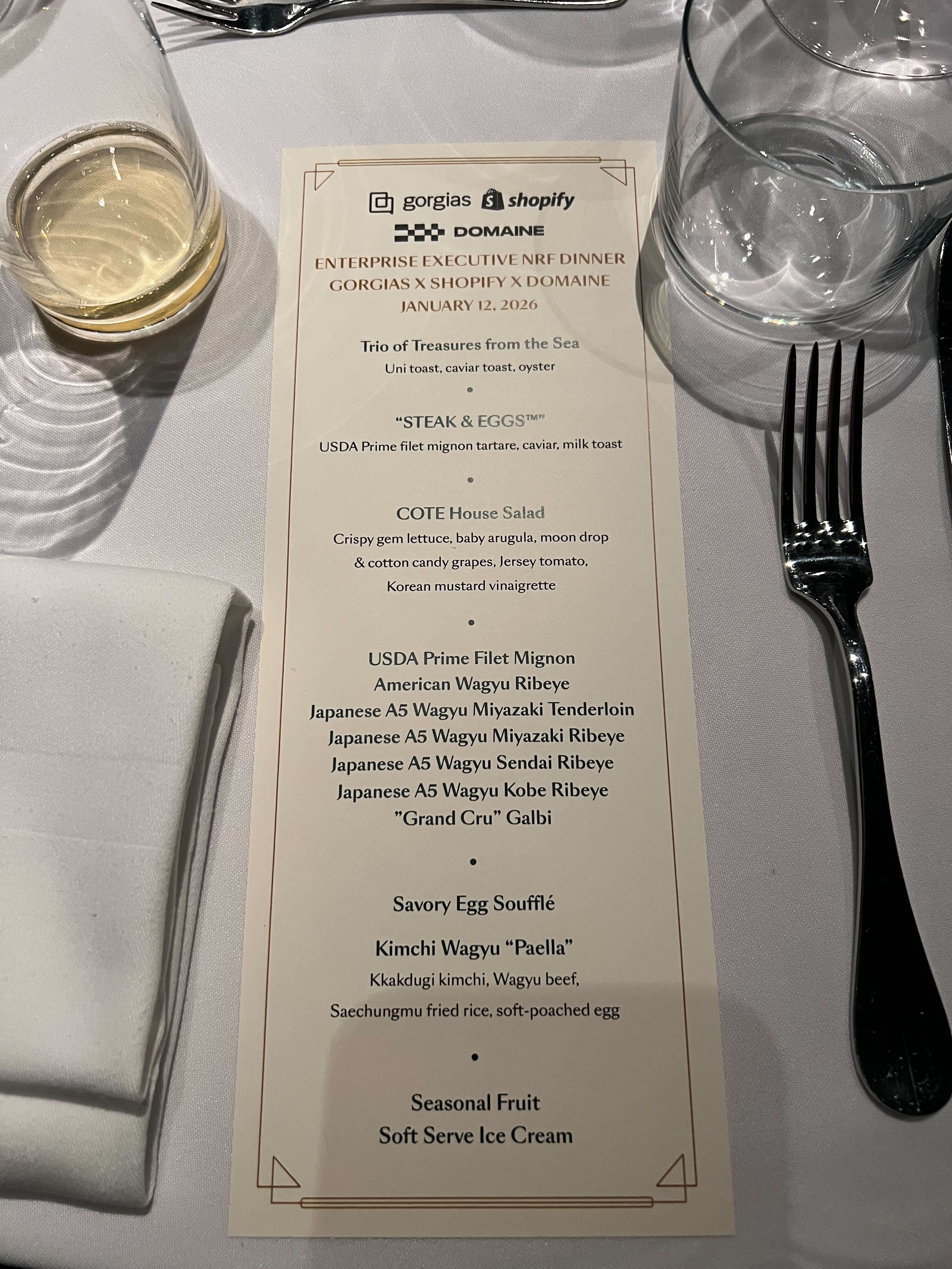 Menu at the Enterprise Dinner
