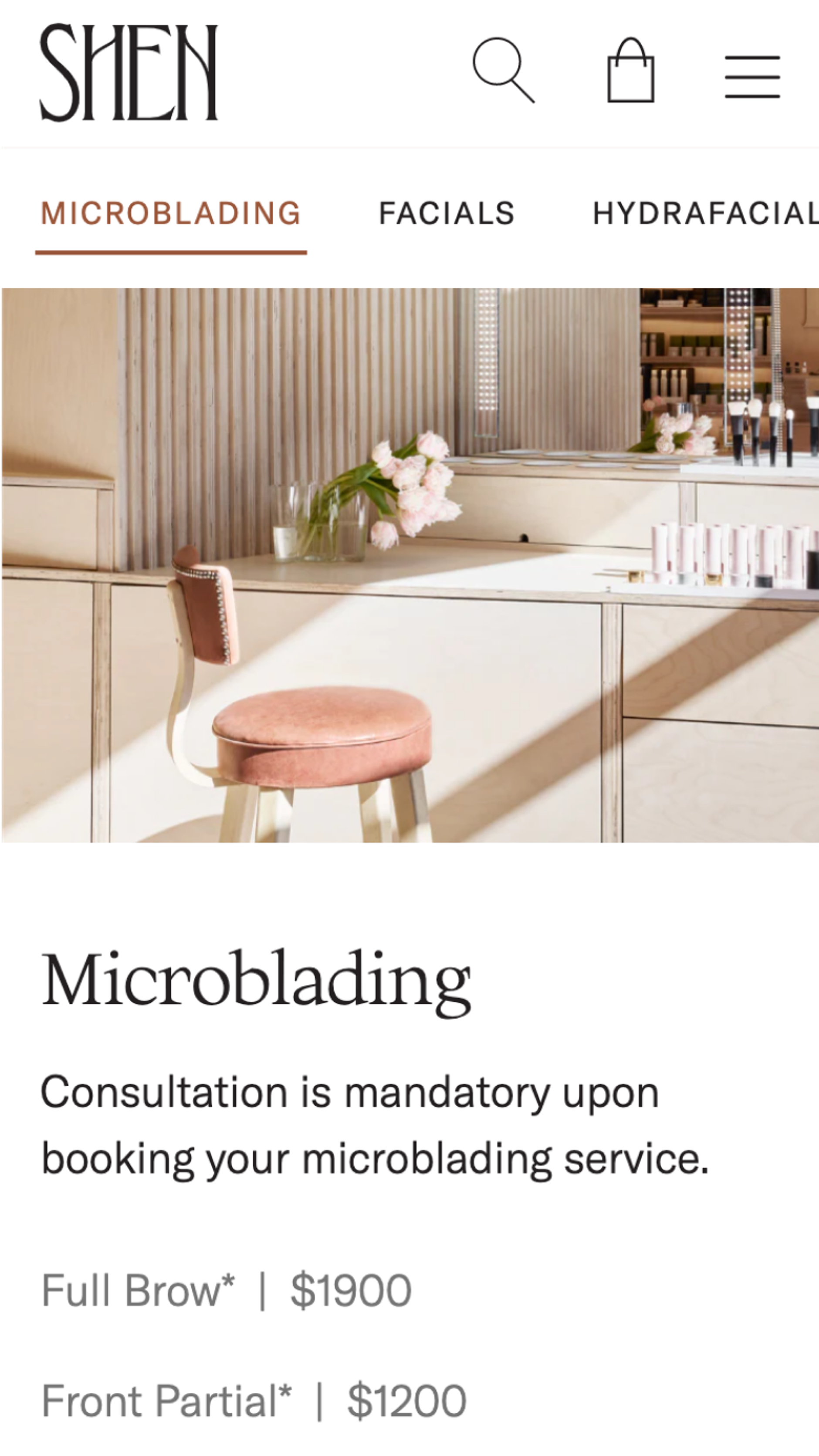 Mobile screenshot of Shen's microblasting service section