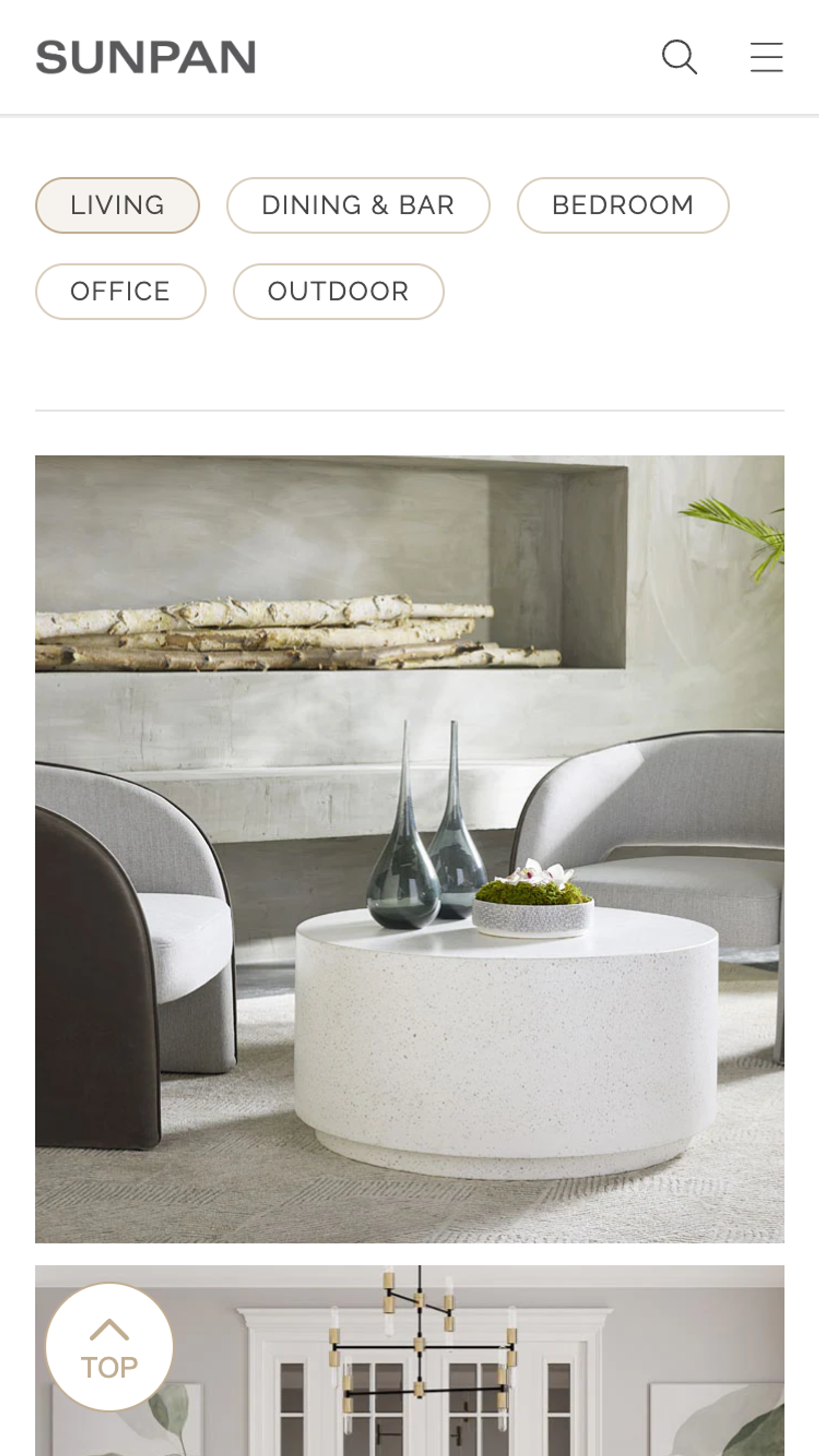 Mobile screenshot of Sunpan Shop the Room feature