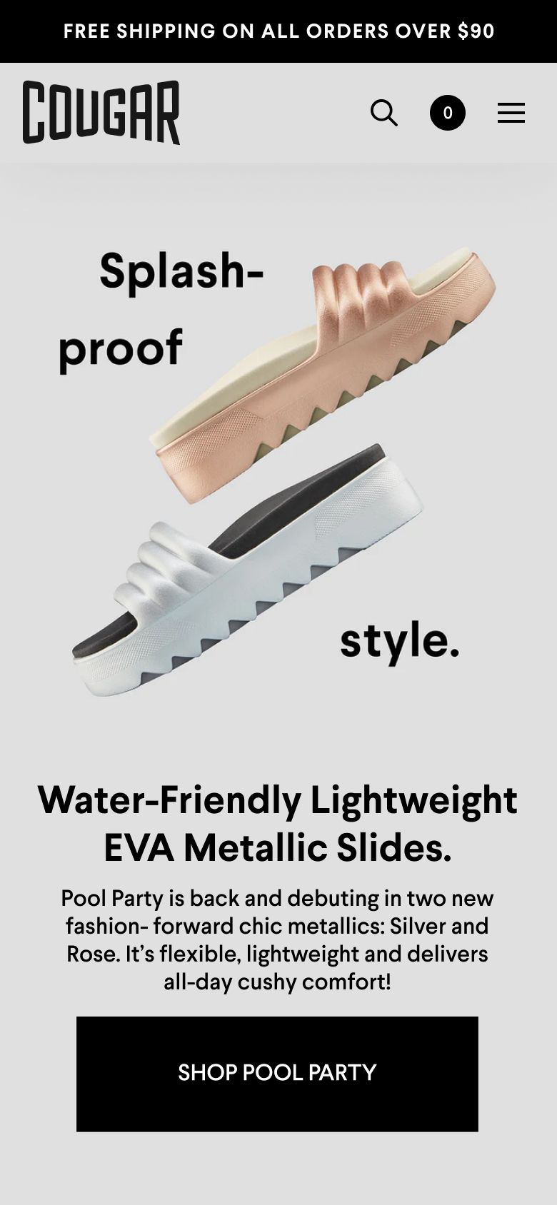 Cougar Homepage on Mobile