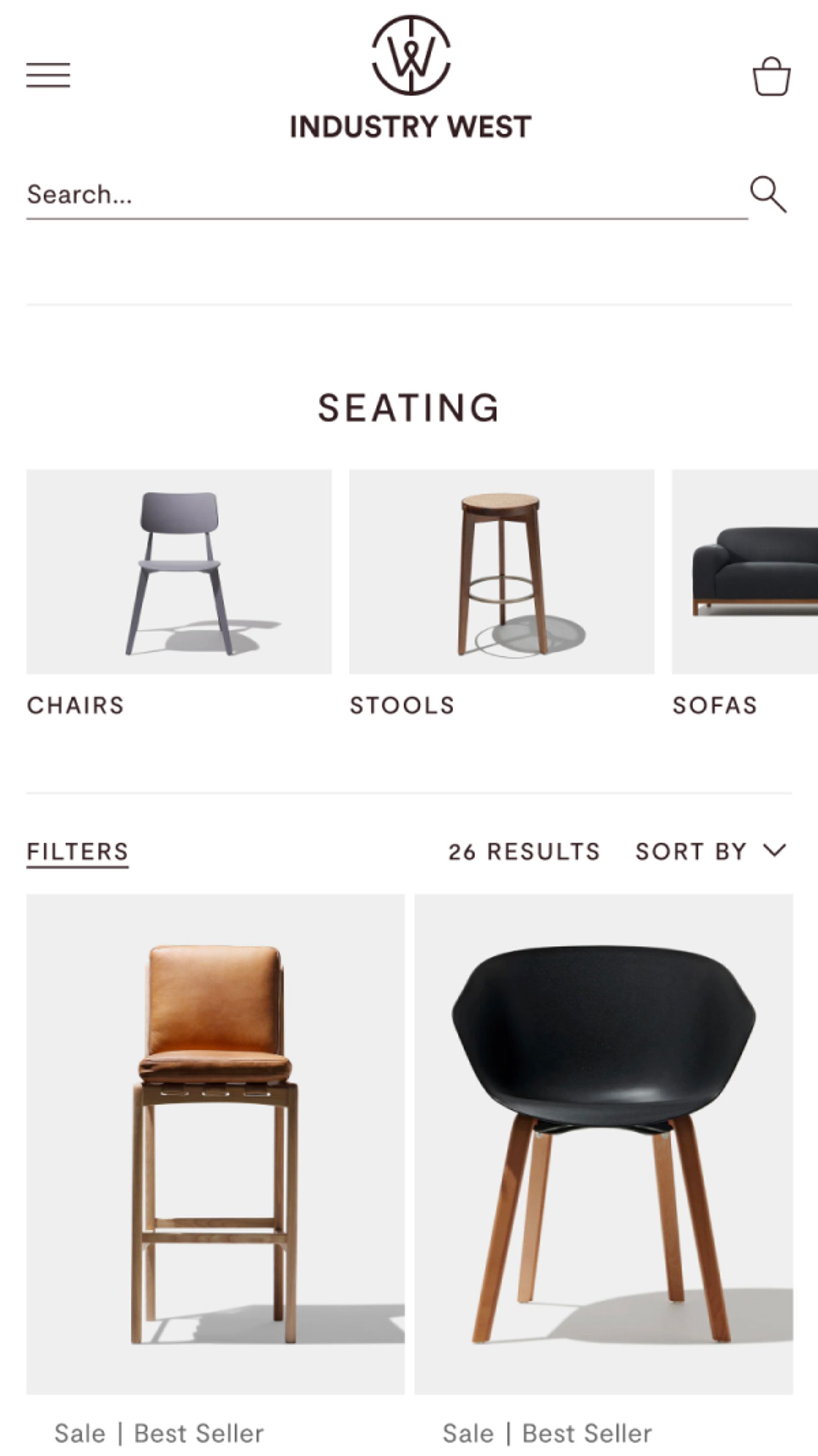 Industry West visual filters on the product listing page