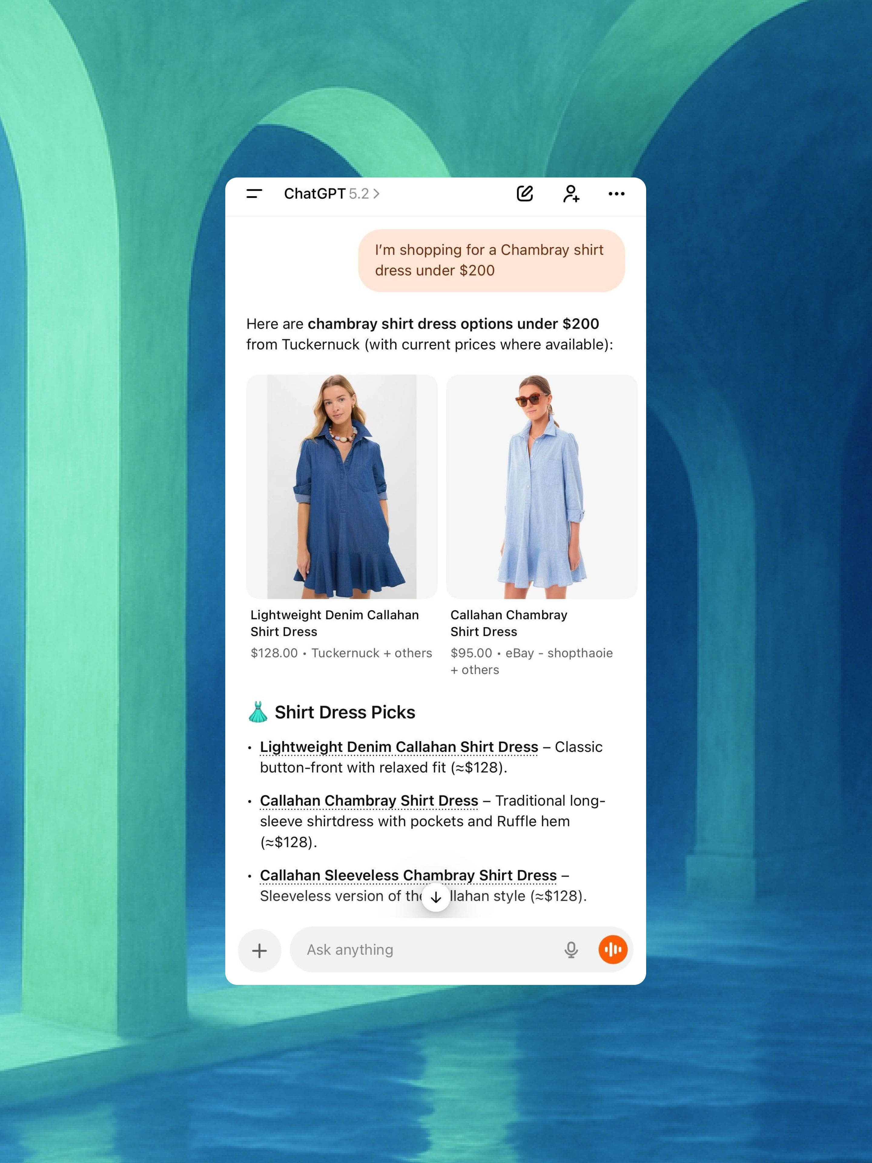 Chatgpt chat searching for a blouse