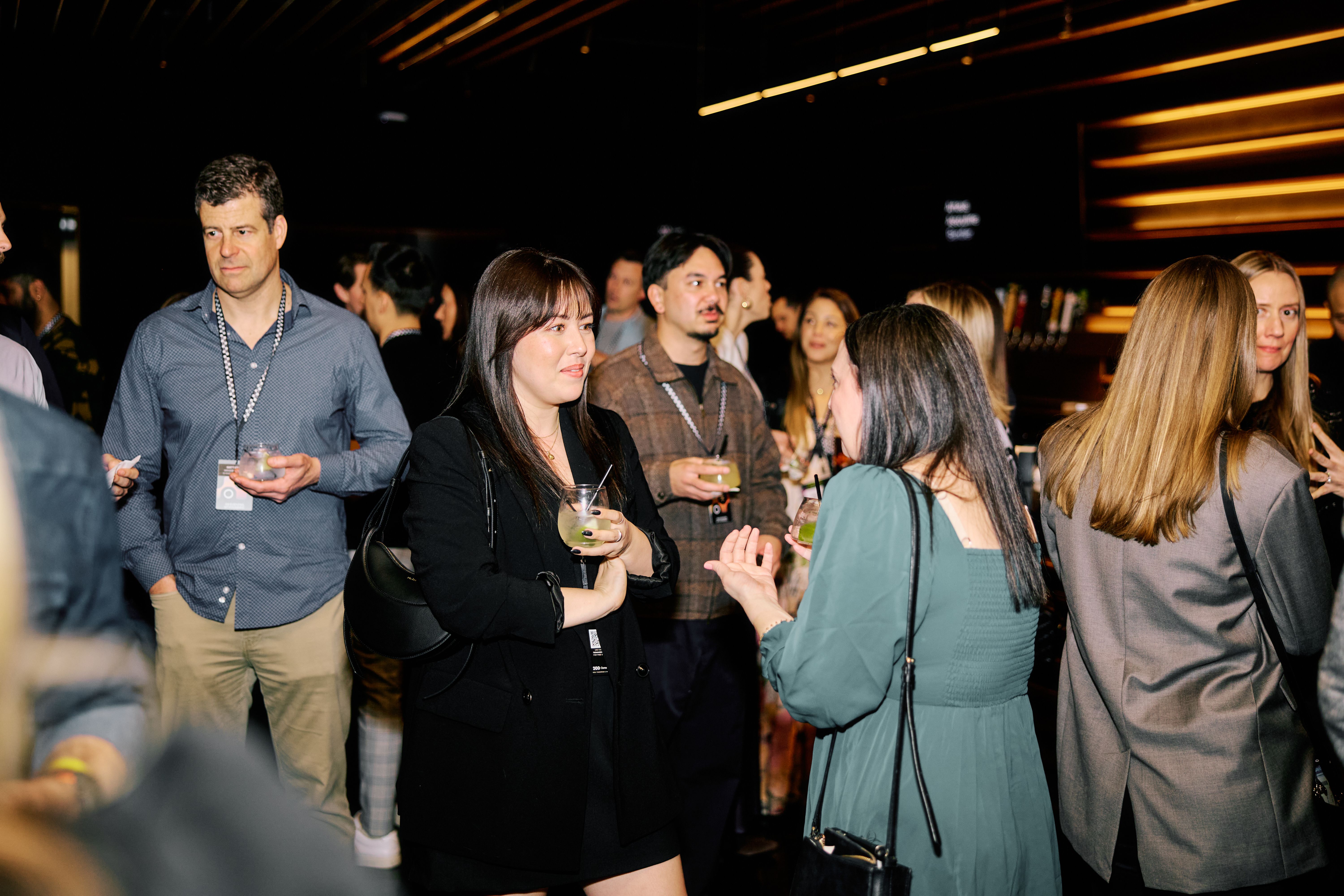 Guests enjoying the event in the Theory Lounge at the Las Vegas Sphere