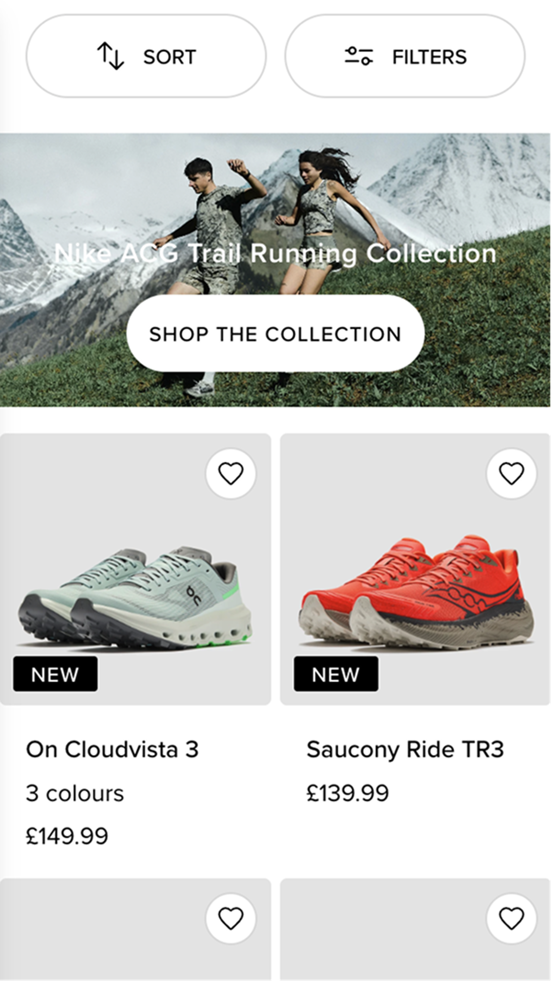 Trail running collection page