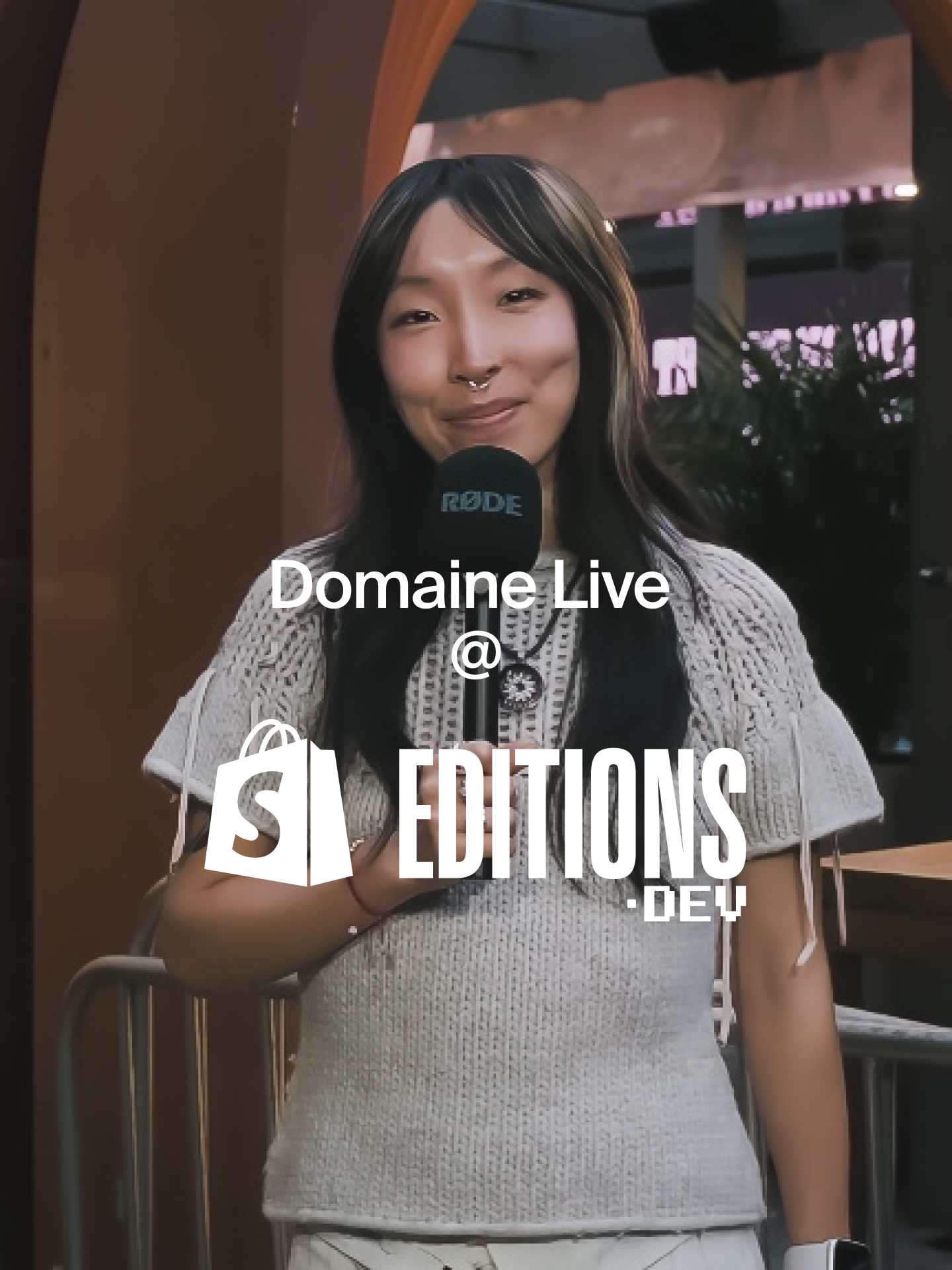 Domaine Live @ Editions.dev in white text, on a screenshot of our coverage video