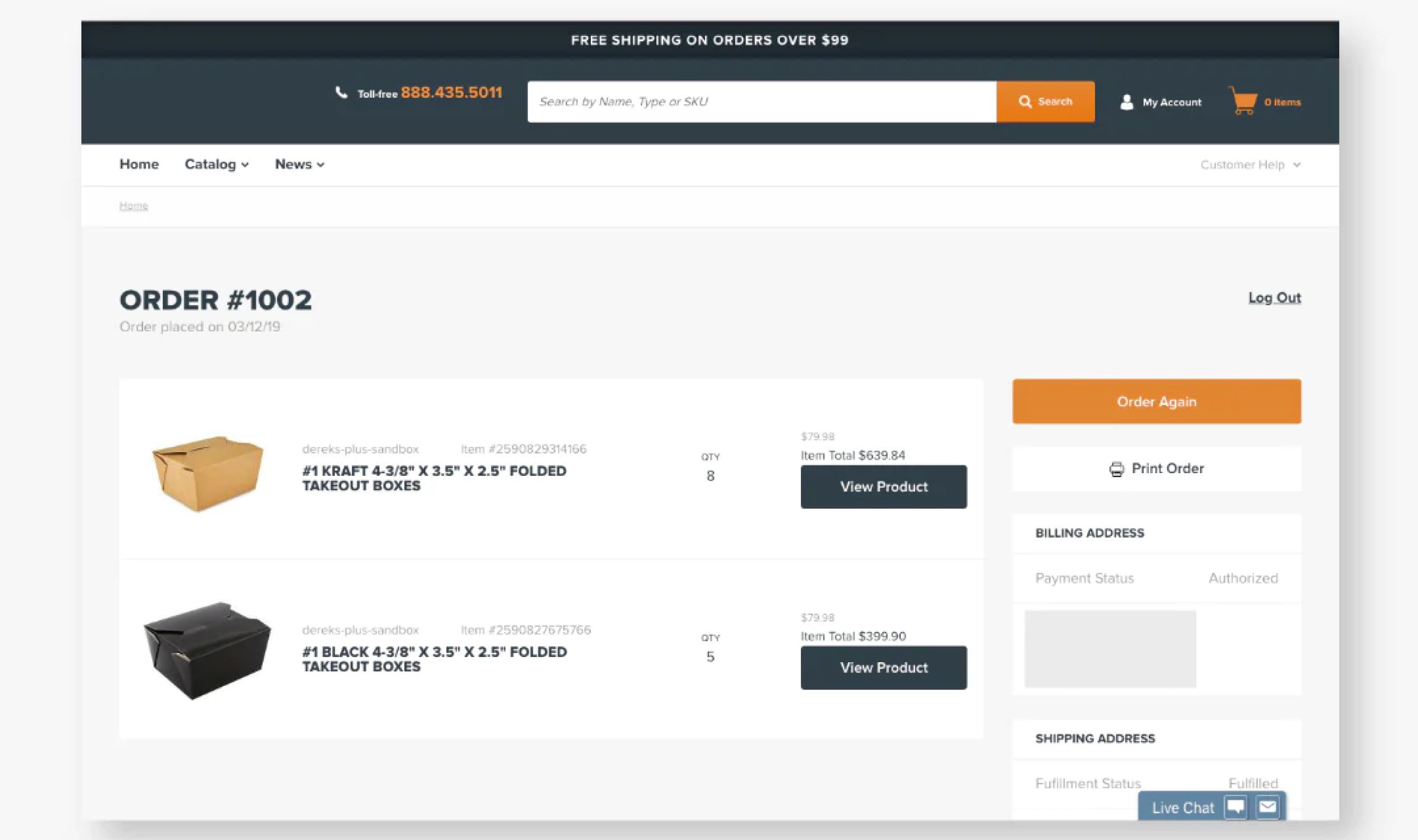 Desktop screenshot of AmerCare Royal Cart page