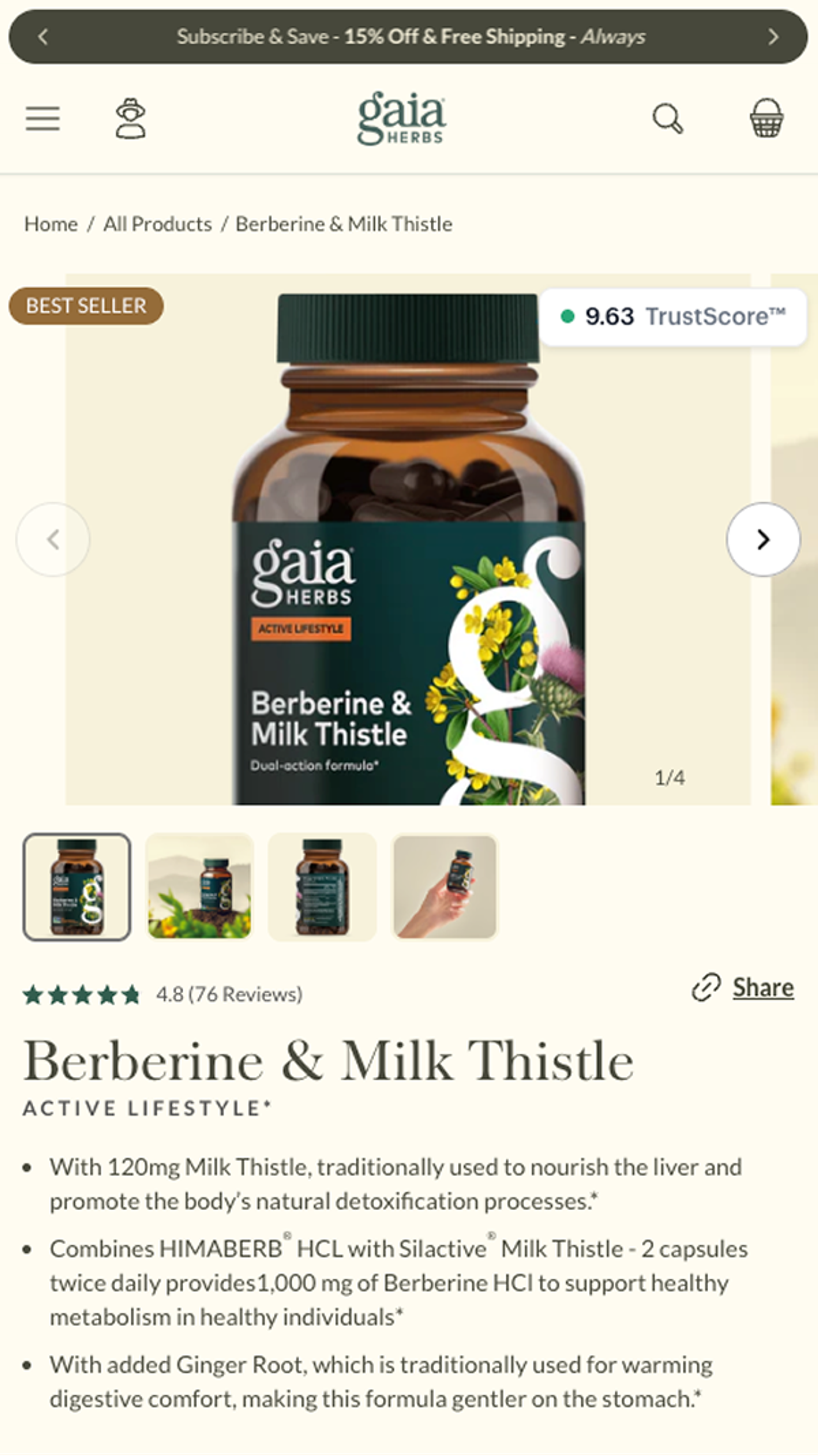 Gaia Herbs product page