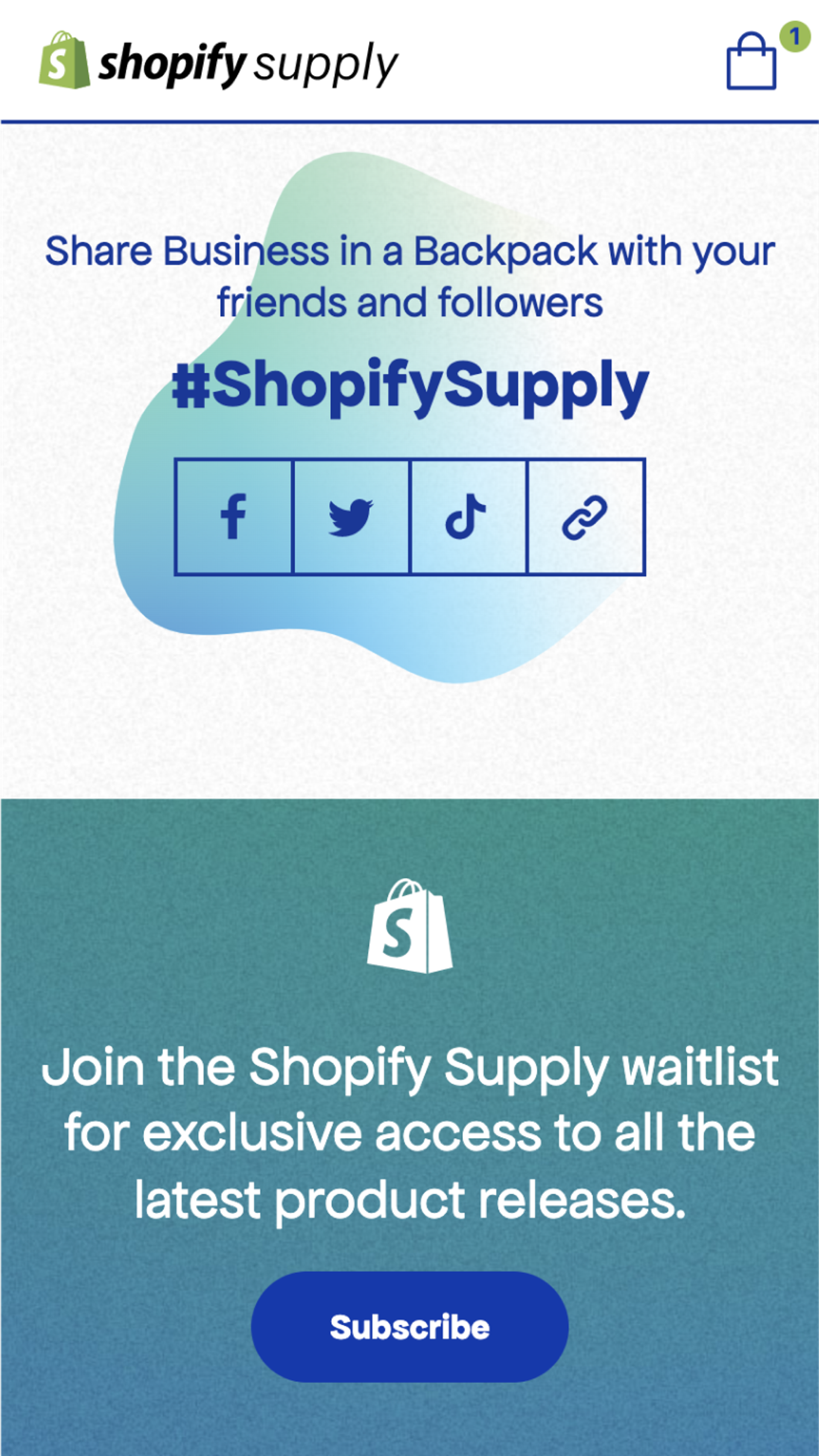 Mobile screenshot of Shopify Supply's social share section