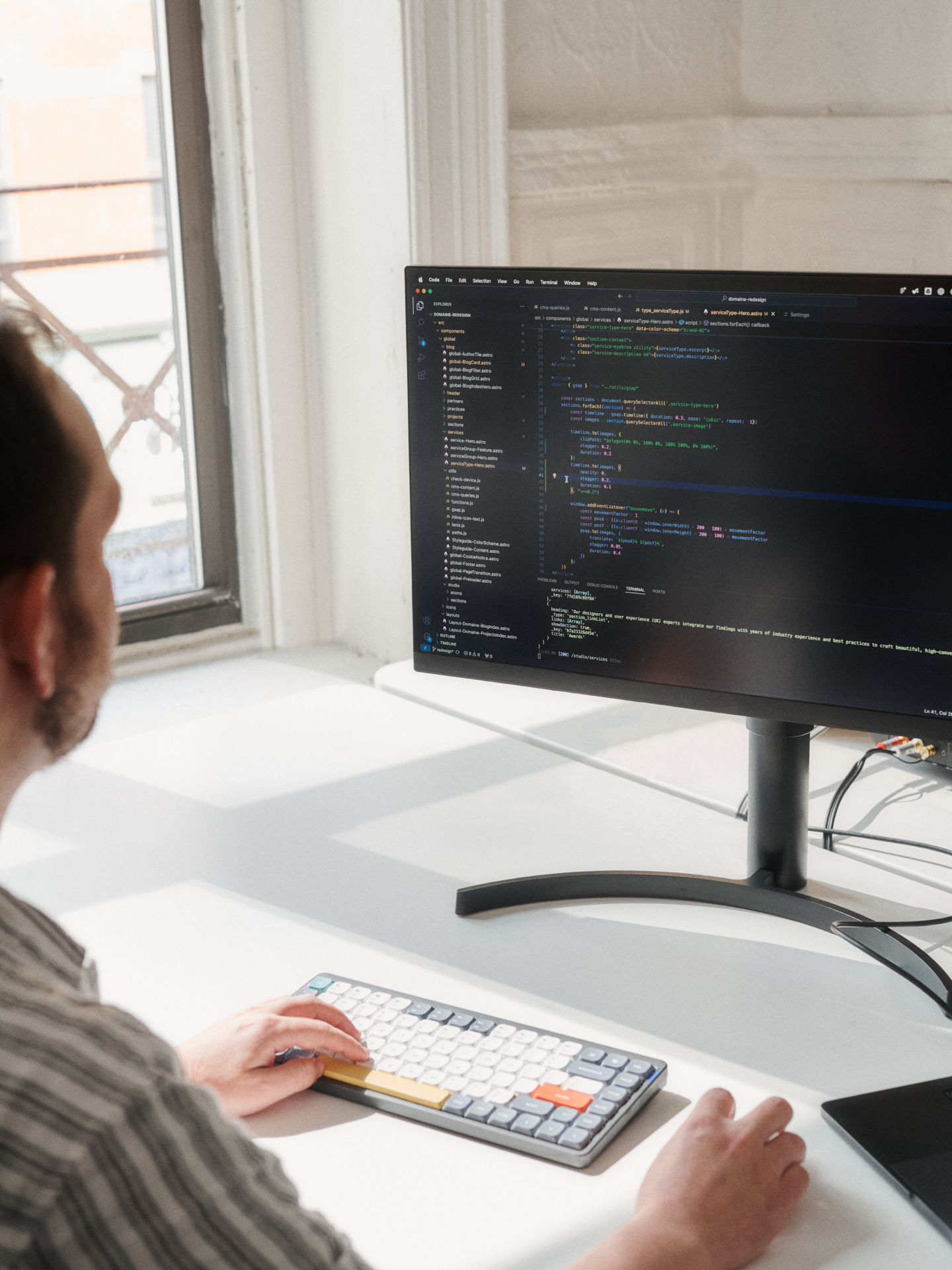 Developer working on code