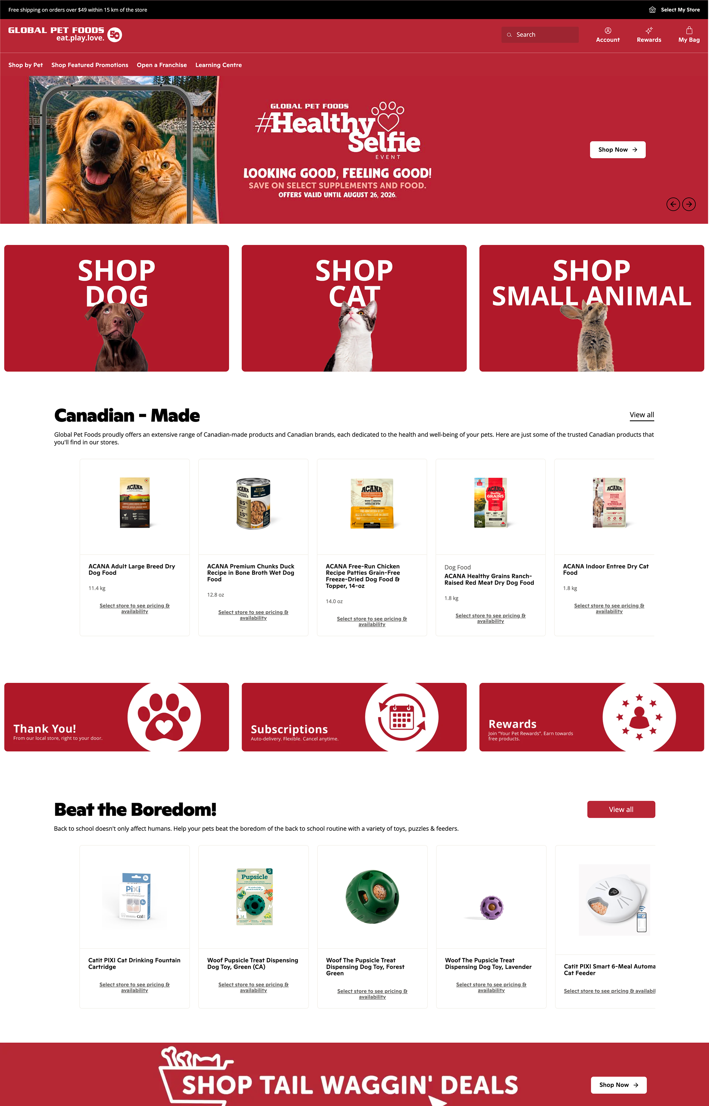 Global Pet Foods homepage screenshot