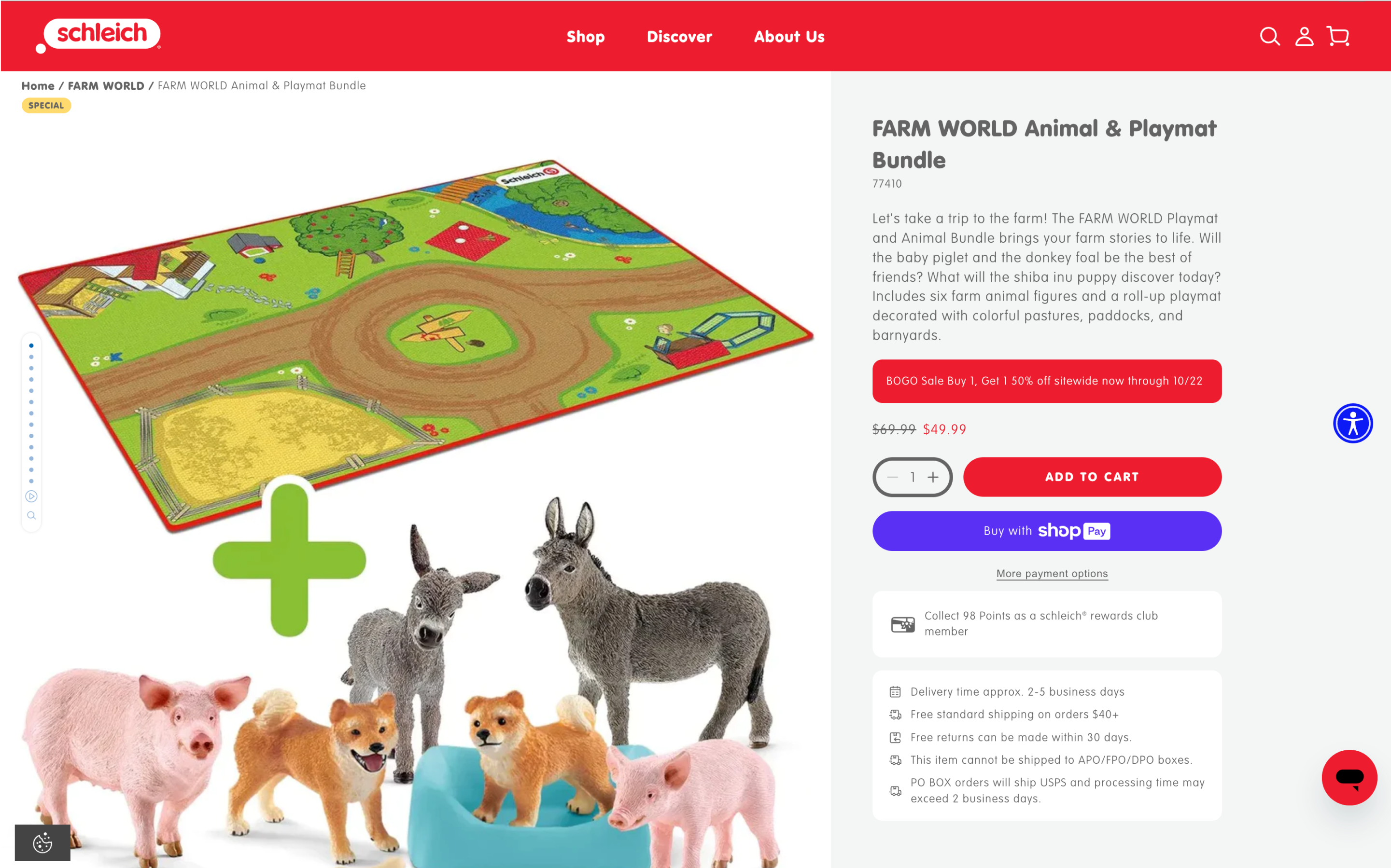 Desktop screenshot of Schleich's product detail page