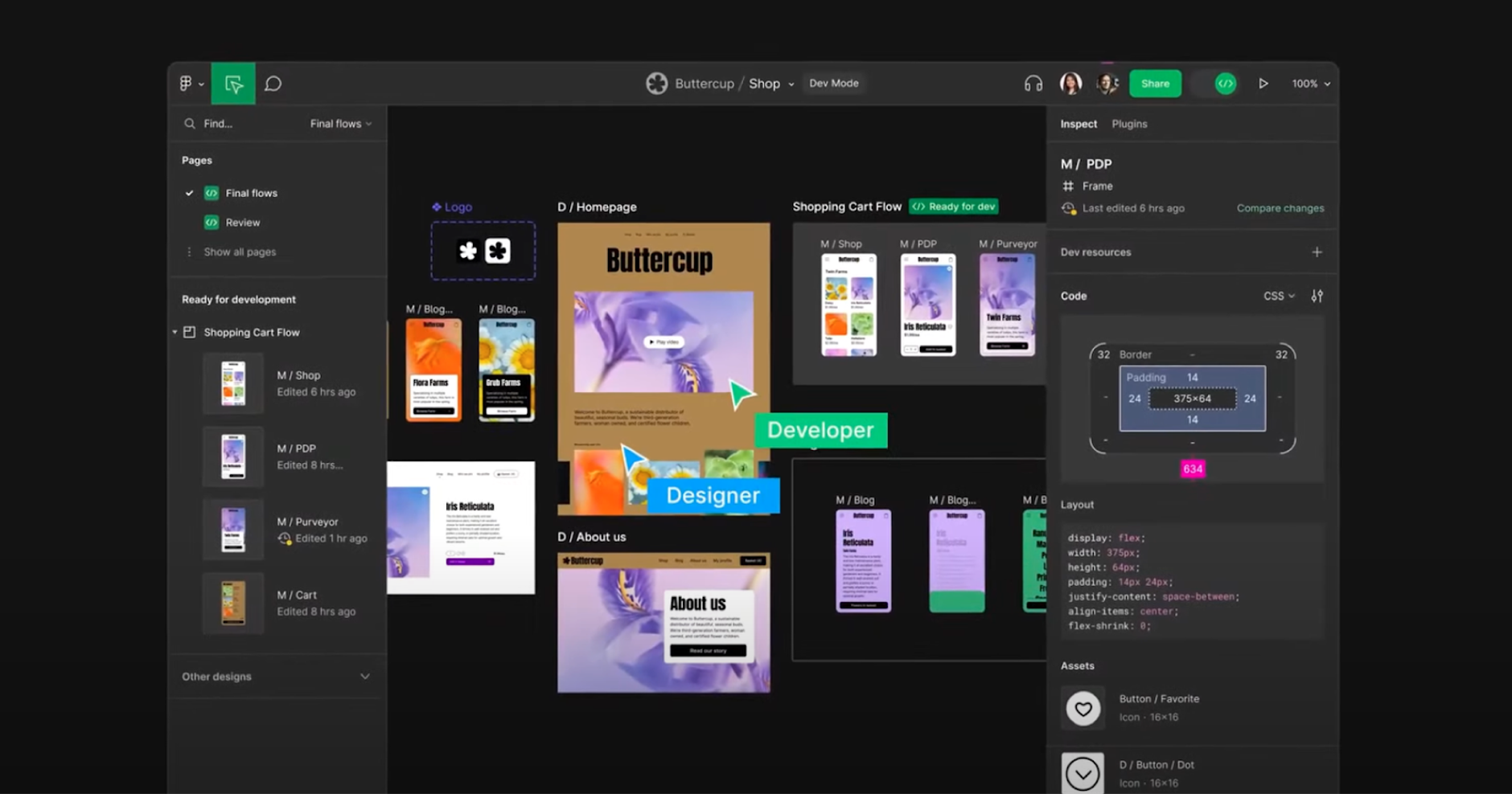 Screenshot of Figma's Dev Mode UI