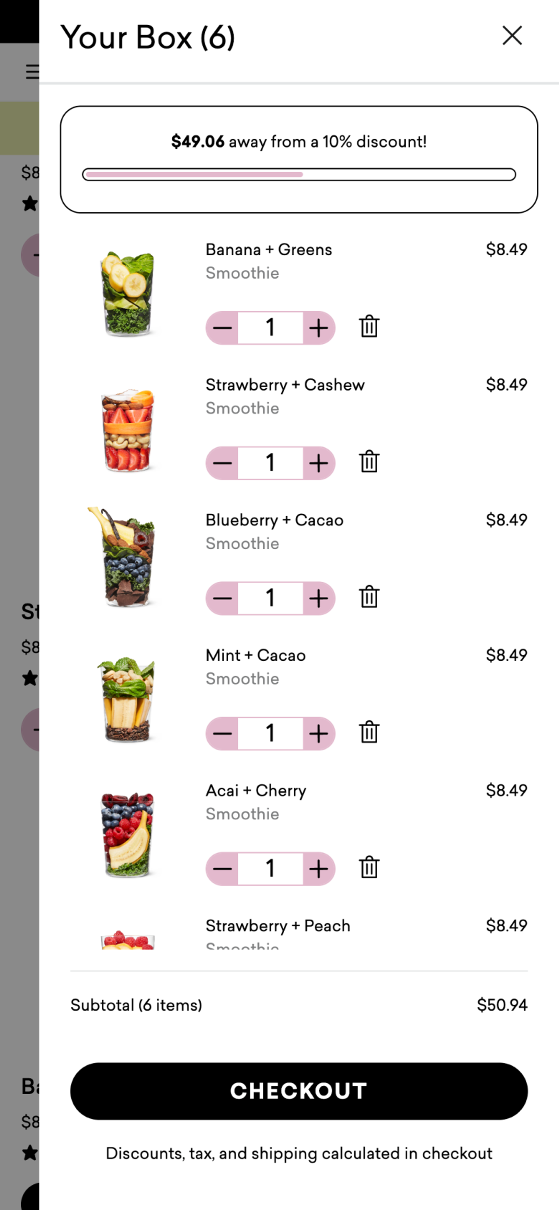 Daily Harvest mini-cart