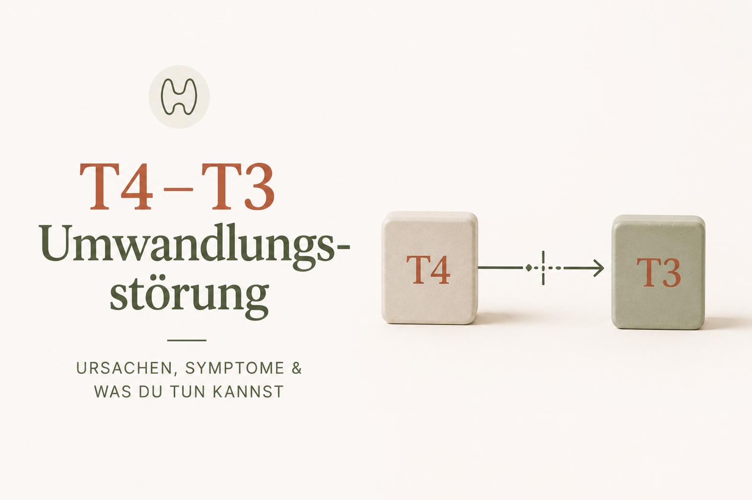 T4-T3-Umwandlungsstörung bei Hashimoto – Darstellung der gestörten Umwandlung des Schilddrüsenhormons T4 in T3.