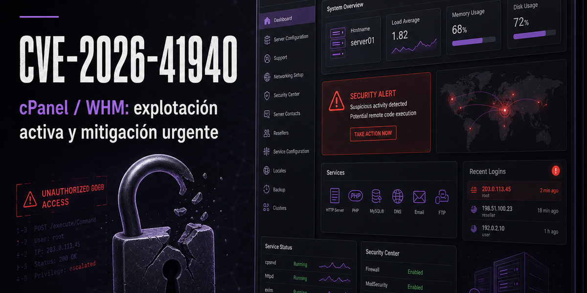 CVE-2026-41940 en cPanel / WHM: explotación activa, riesgo crítico y mitigación urgente