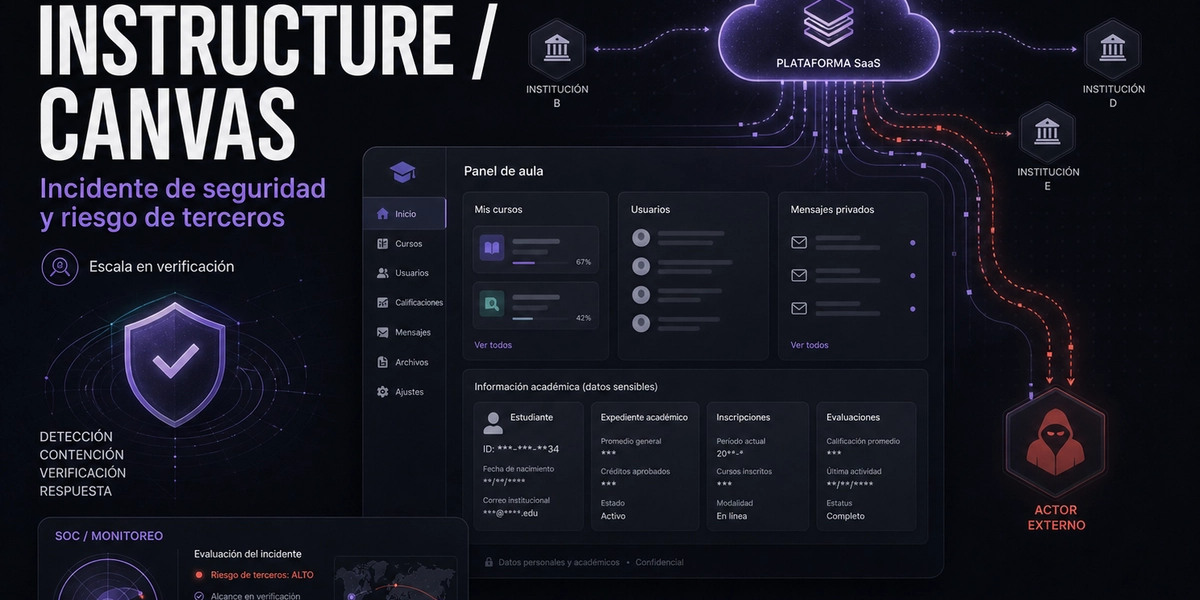 Instructure / Canvas: incidente de seguridad, datos educativos expuestos y riesgo de terceros
