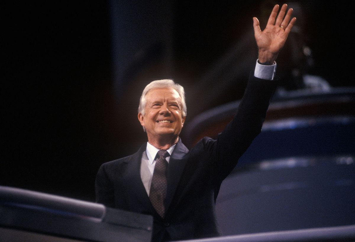 Jimmy Carter at the 1992 Democratic National Convention at Madison Square Garden, New York City Visions of America, LLC / Alamy Stock Photo