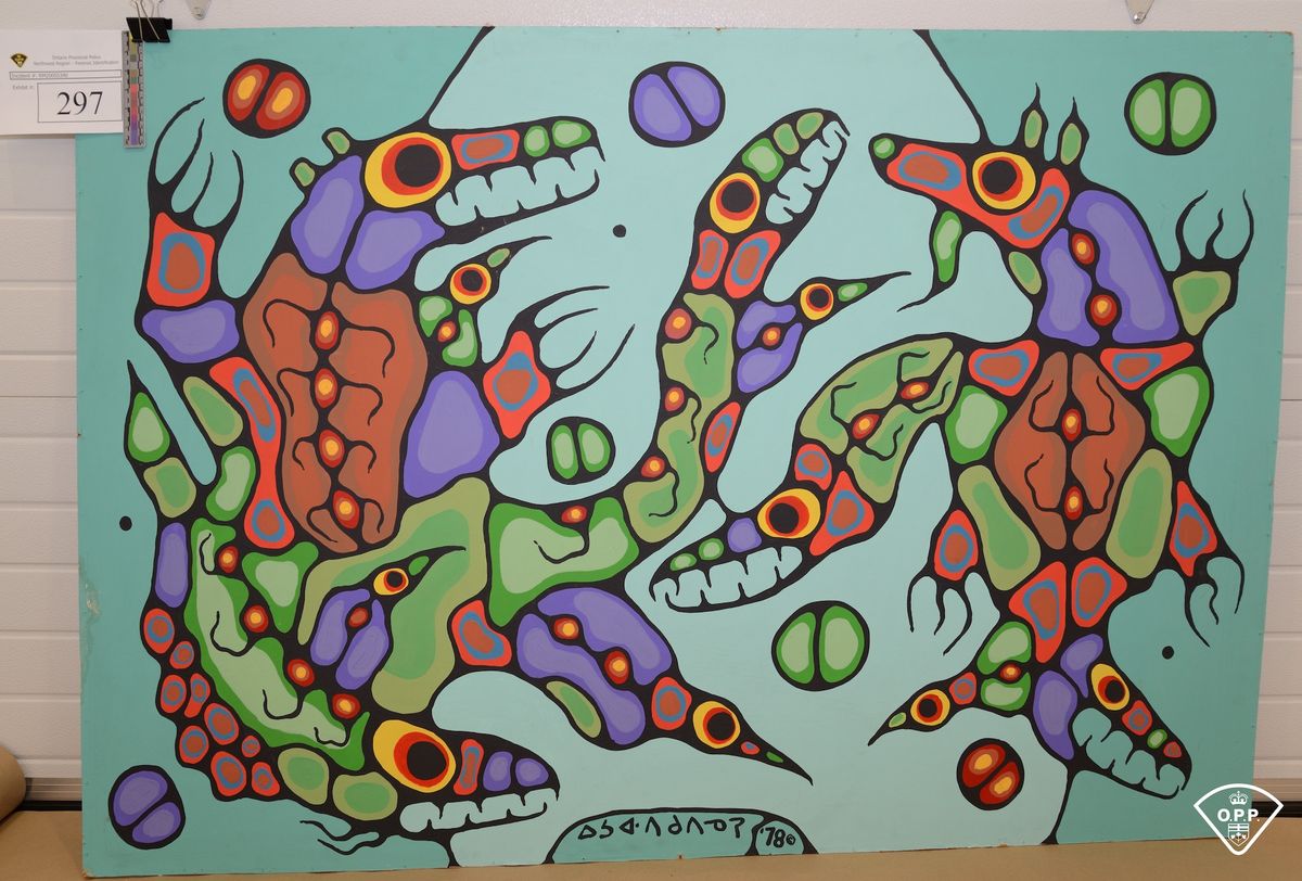 One of the fake Norval Morrisseau works seized by the Ontario Provincial Police and the Thunder Bay Police Service as part of the Project Totton investigation Courtesy Ontario Provincial Police