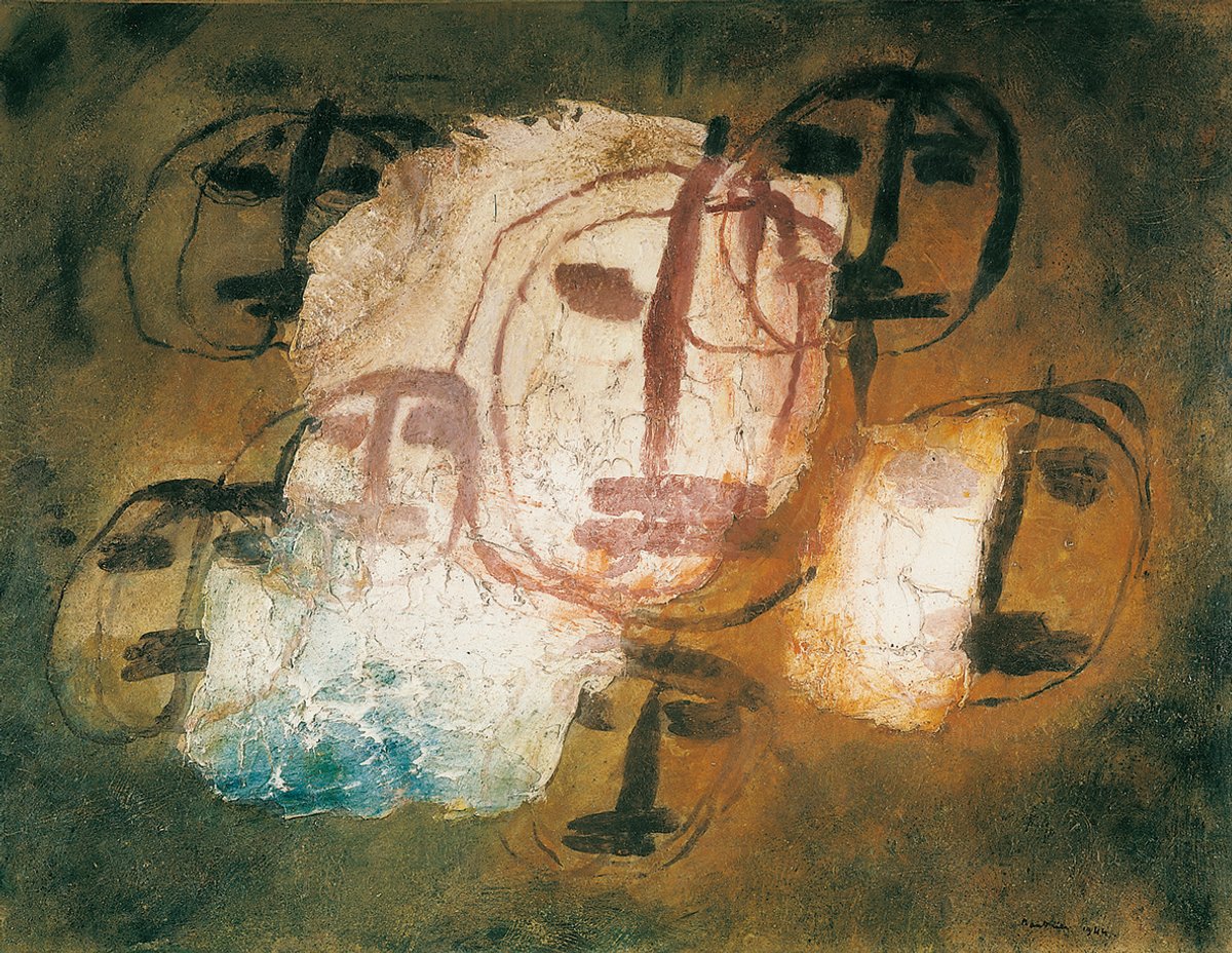 Le Massacre (1943) is part of Jean Fautrier’s Hostages series, painted in response to Nazi atrocities in the Second World War and reprised following the Soviet invasion of Hungary in 1956 © Jean Fautrier; ADAGP, Paris 2023