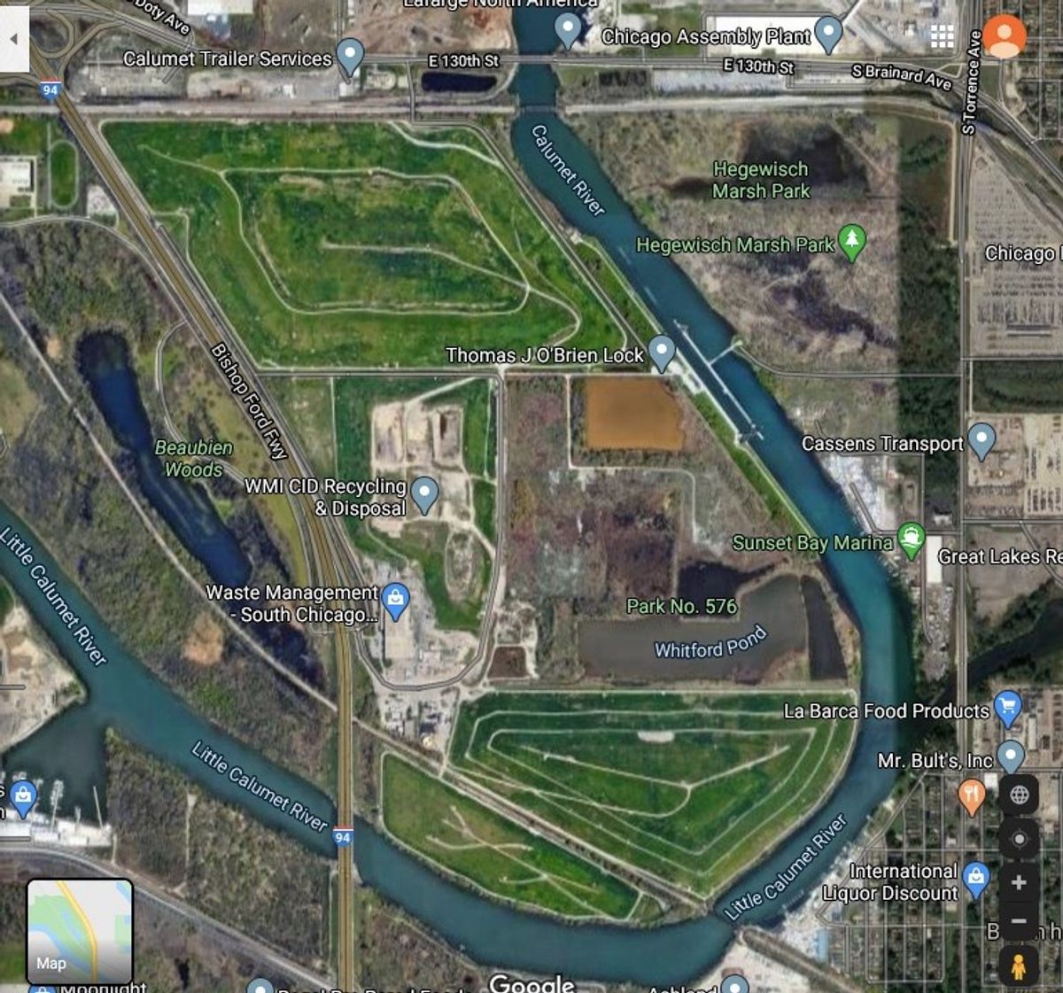 A map of the Waste Management South Chicago site