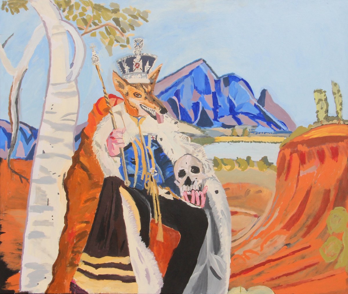 Vincent Namatjira, King Dingo (with skull) (2024)