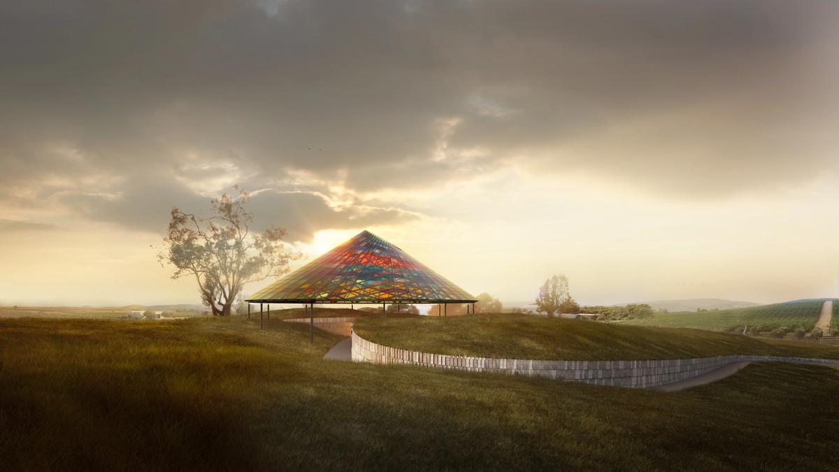Rendering of the new wine-tasting pavilion © The Donum Estate and Studio Other Spaces