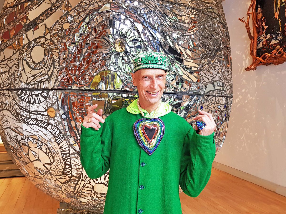 Andrew Logan wearing his Rainbow Heart