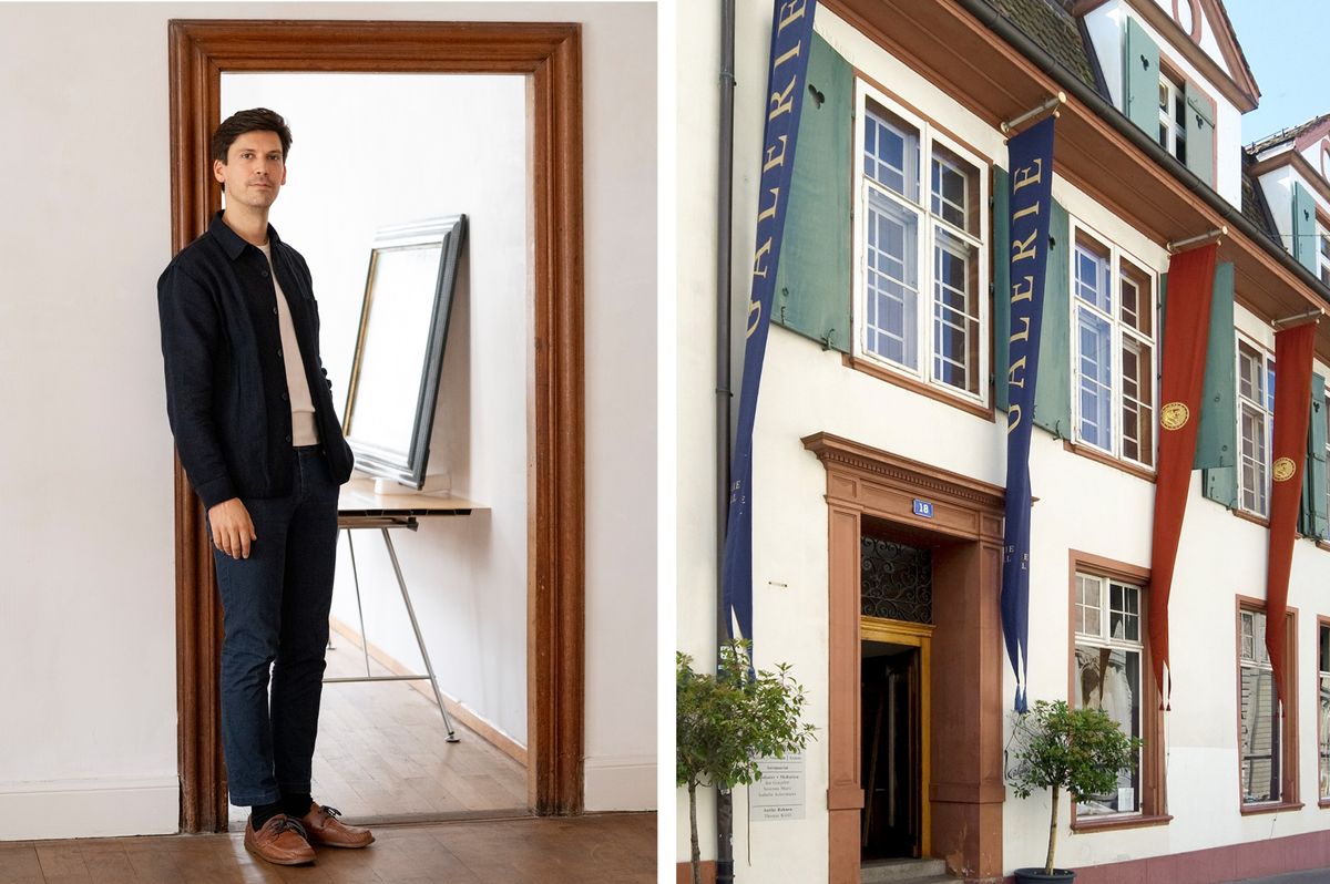 Hauser & Wirth will hire Swiss dealer Carlo Knoell (left) as a senior director and also take over his Basel gallery at Luftgässlein 4 (right) from next year Courtesy of Hauser & Wirth; Basel Tourism