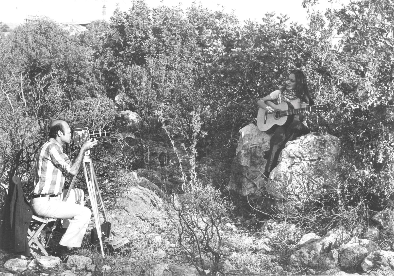 A location shot of a 1973 feature film in the mountains of Lebanon from the Israel Defence Forces Archive Tamam Al-Akhal and Shammout Family