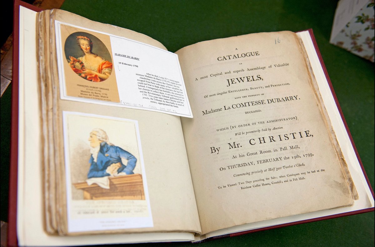 A catalogue for the sale of the Madame du Barry collection of jewels on 19 February 1795, from Christie's archive Courtesy of Christie's