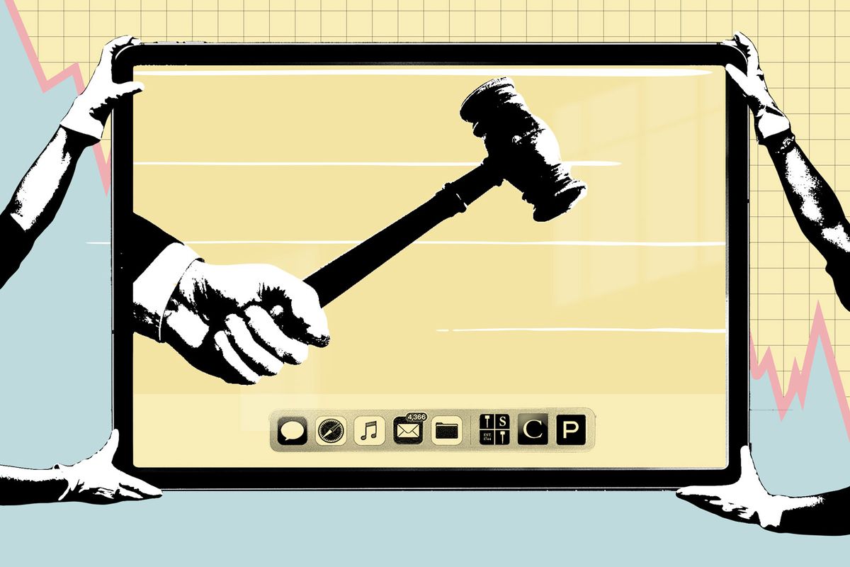 As Covid-19 has spread, auction houses have moved increasingly online © Illustration: Katherine Hardy