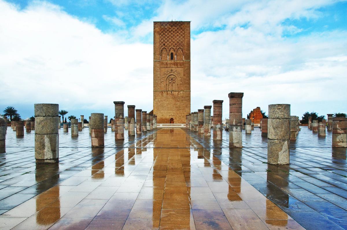 Hassan Tower, the minaret of an incomplete mosque in Rabat, Morocco Photo: Pintafontes